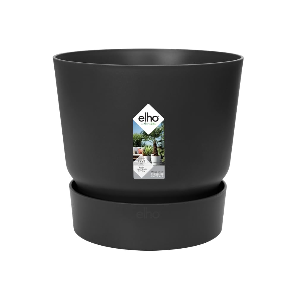 elho-greenville-rond-40-cm-pot-de-fleur-avec-soucoupe-int-gr-e-living-noir image 1