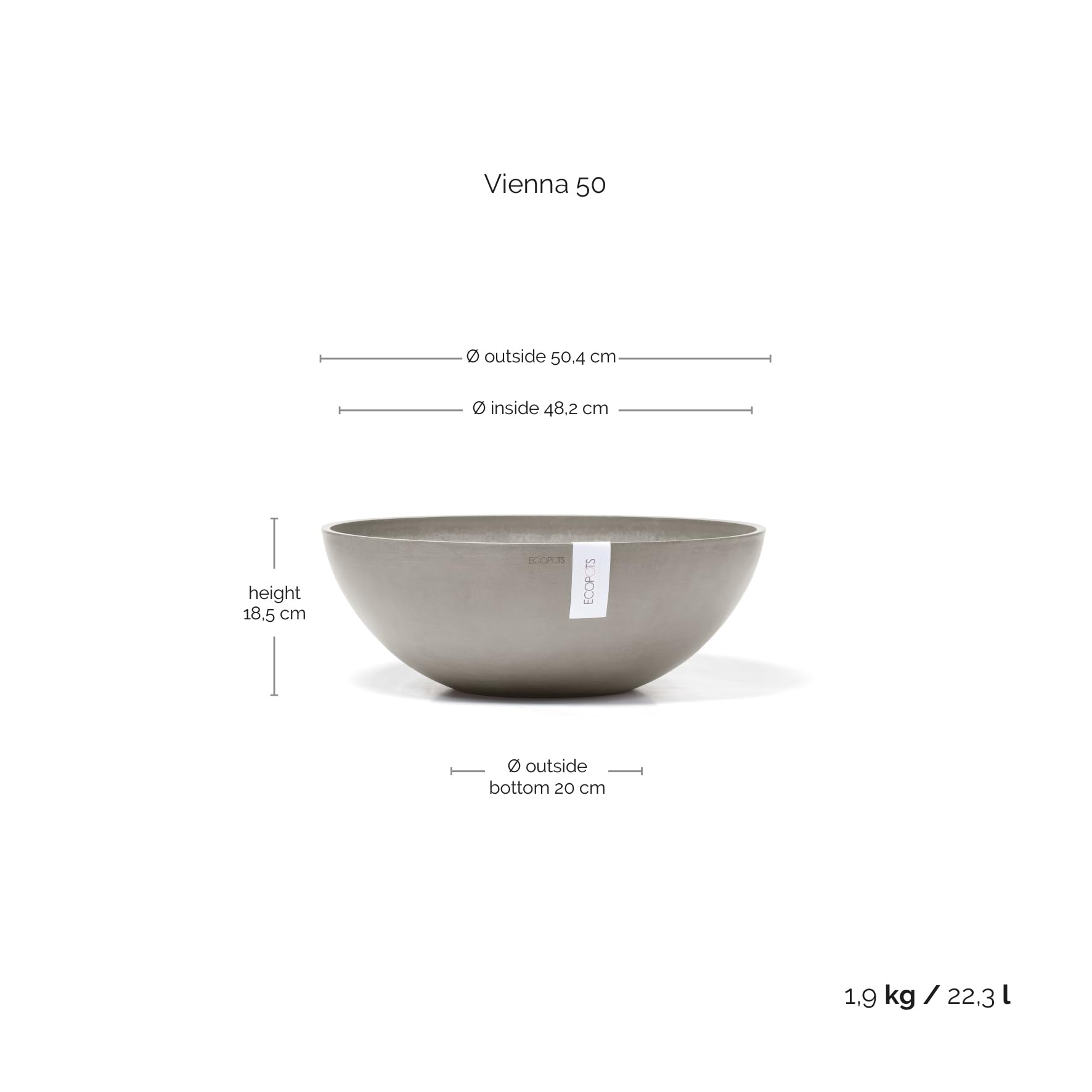 ecopots-vienna-50-pot-bas-taupe-50-x-h-18-cm-22-3-l image 3