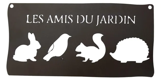 louis-moulin-pancarte-murale-m-tal-les-amis-du-jardin-25-5-x-12-5-cm-fer-vieilli image 1