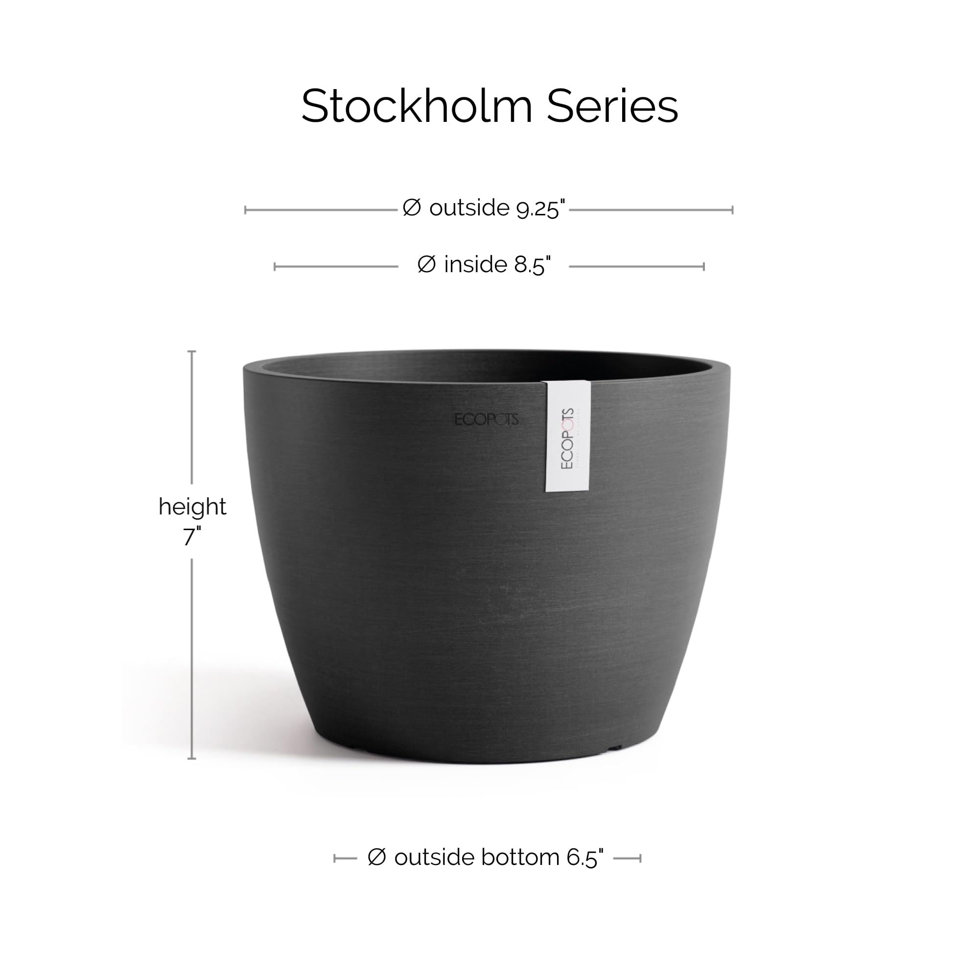 ecopots-stockholm-24-pot-rond-5-4-l-gris-fonc-23-2-x-h-17-6-cm image 2