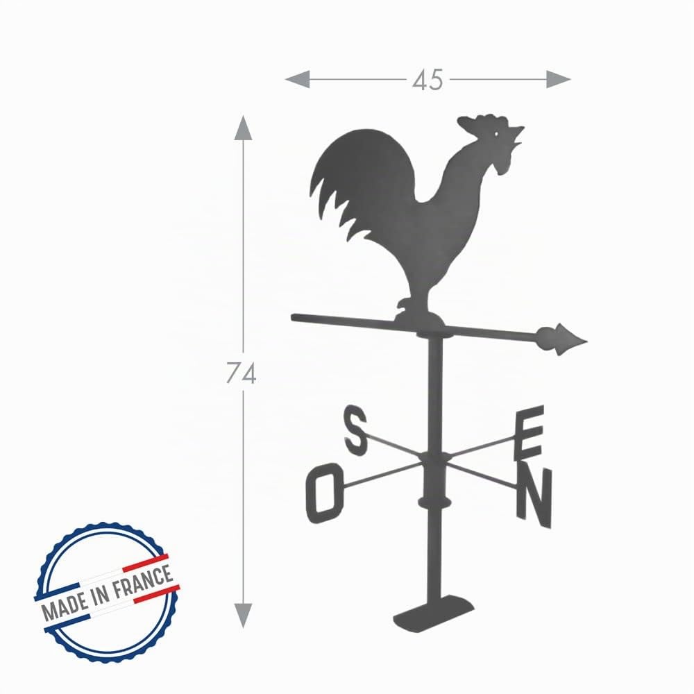 louis-moulin-girouette-coq-45x74-cm-anthracite-made-in-france image 2