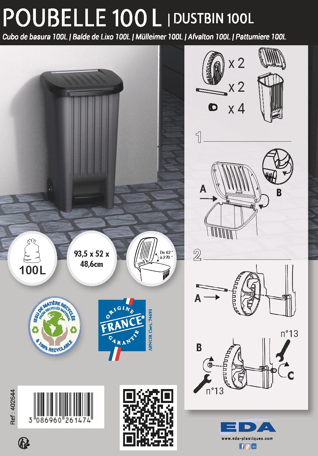 eda-poubelle-100-l-roulettes-avec-p-dale-50-x-48-6-x-83-5-cm-gris-anthracite image 6