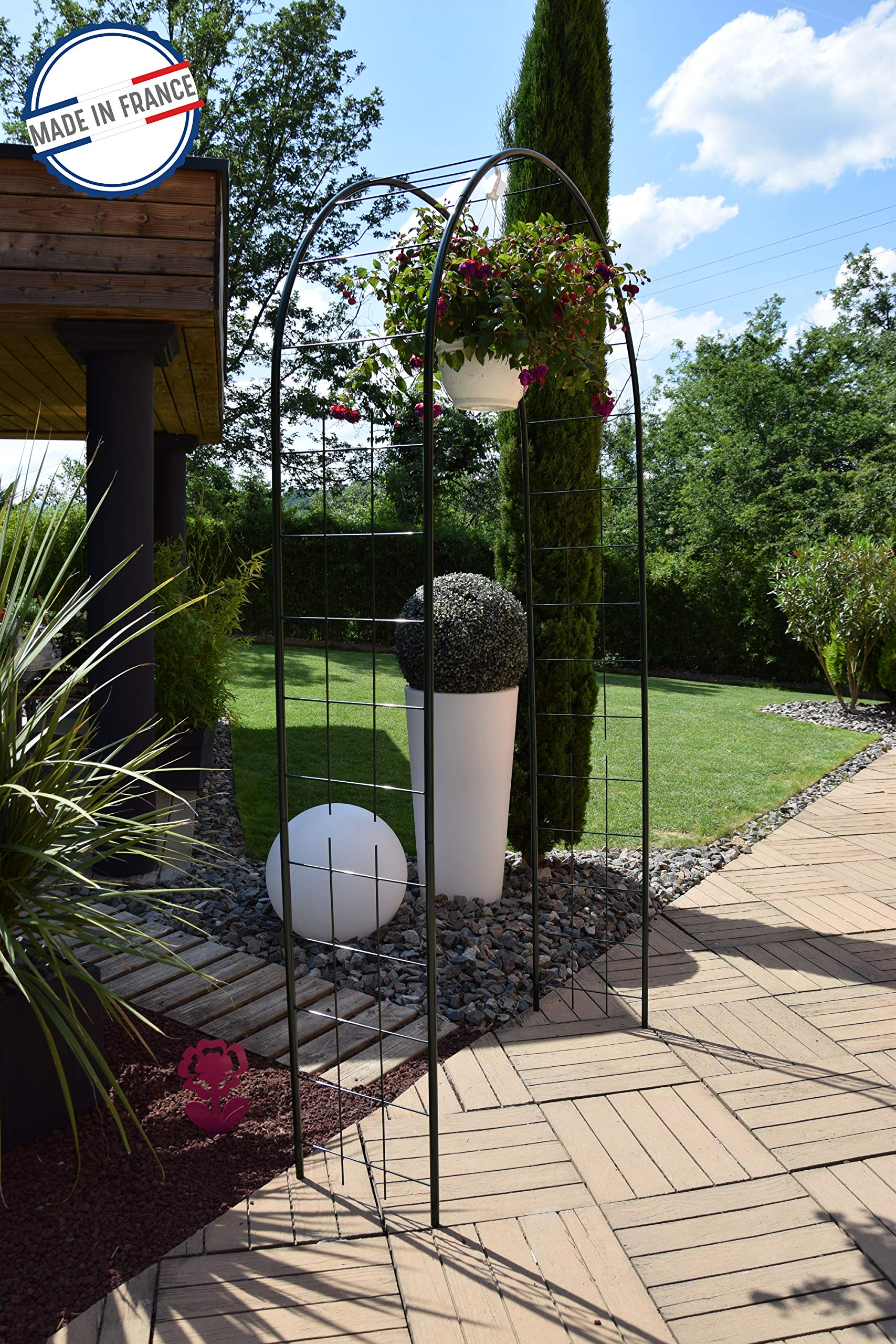 louis-moulin-arche-tube-rond-20-treillage-130x40x250-cm-vert-sapin image 4