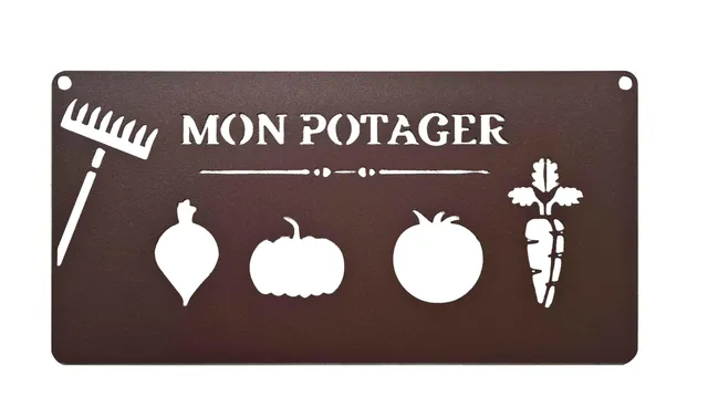 louis-moulin-pancarte-murale-m-tal-mon-potager-25-x-12-5-cm-fer-vieilli image 1