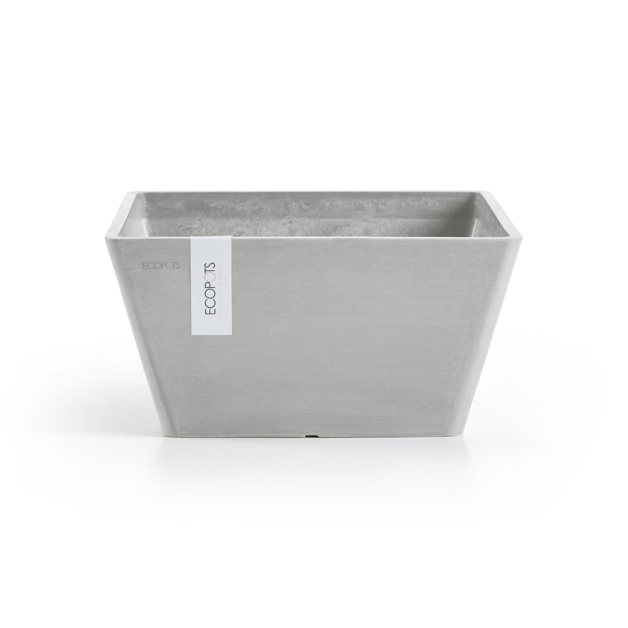 ecopots-berlin-25-pot-de-fleurs-carr-bol-gris-blanc-25-5-x-25-5-x-13-cm image 1