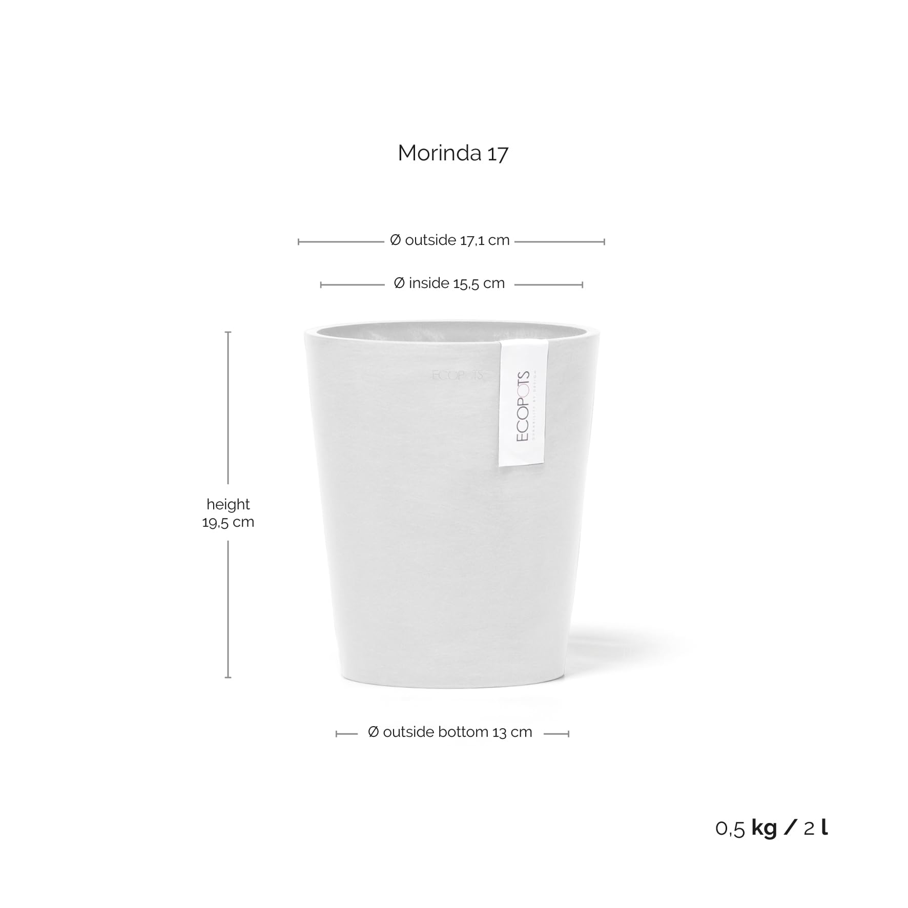 ecopots-morinda-17-pot-orchid-es-blanc-17-cm-avec-drainage image 4