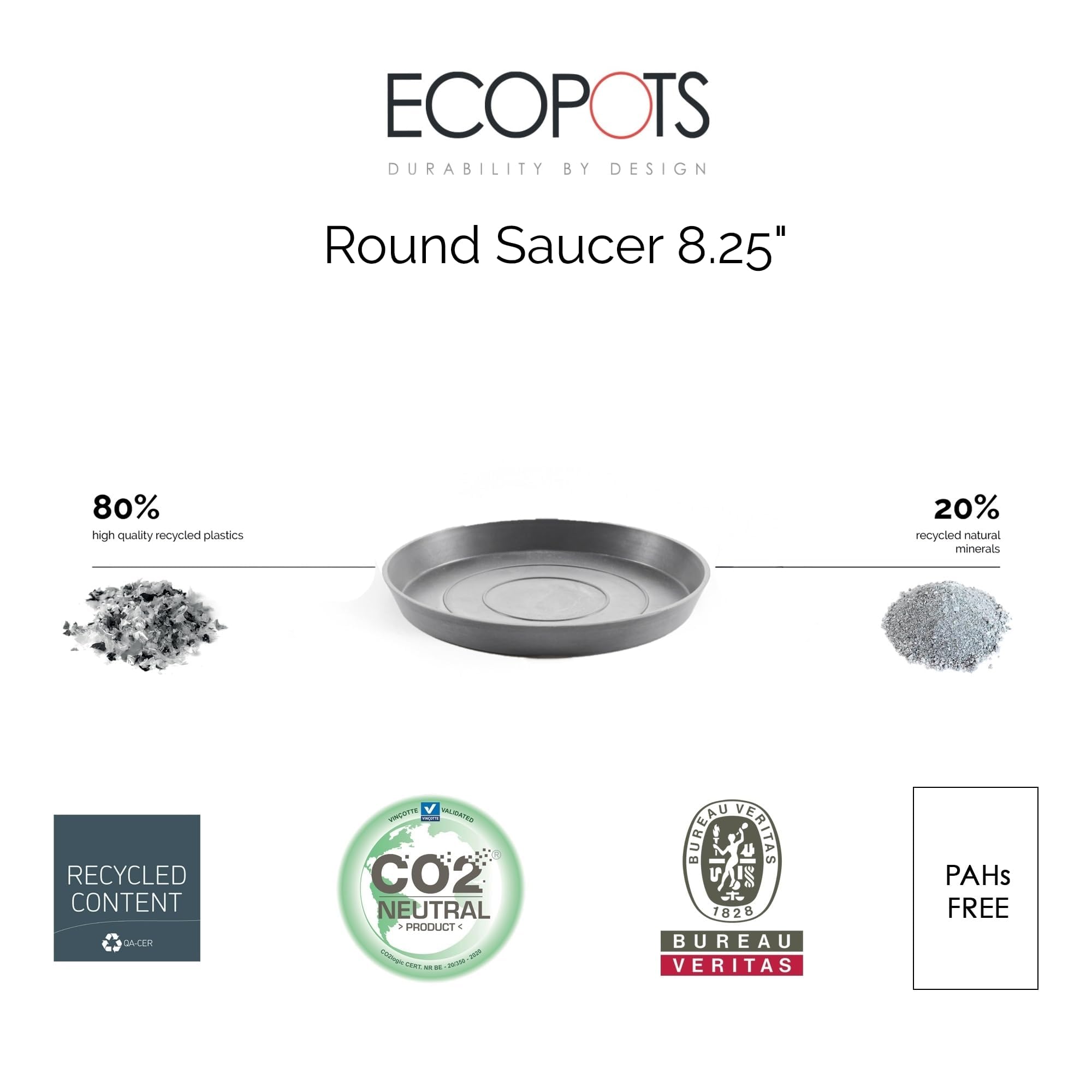 ecopots-amsterdam-soucoupe-round-25-gris-21-x-h-2-5-cm image 2