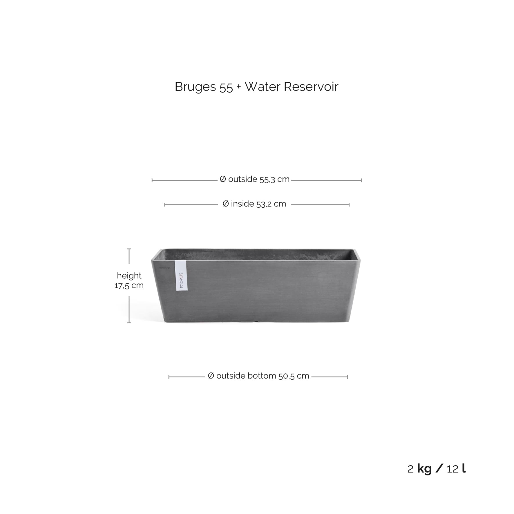 ecopots-bruges-jardini-re-balcon-grise-55-x-17-cm-avec-r-serve-d-eau image 3