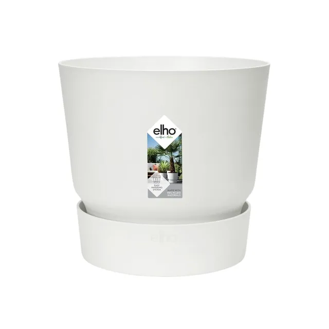 elho-greenville-rond-25-cm-pot-de-fleur-blanc-avec-soucoupe-int-gr-e image 1