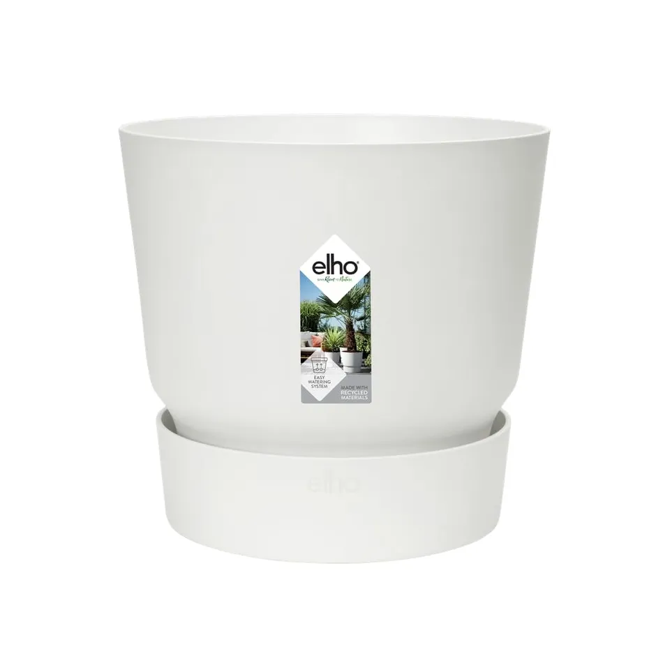 elho-greenville-rond-25-cm-pot-de-fleur-blanc-avec-soucoupe-int-gr-e image 1
