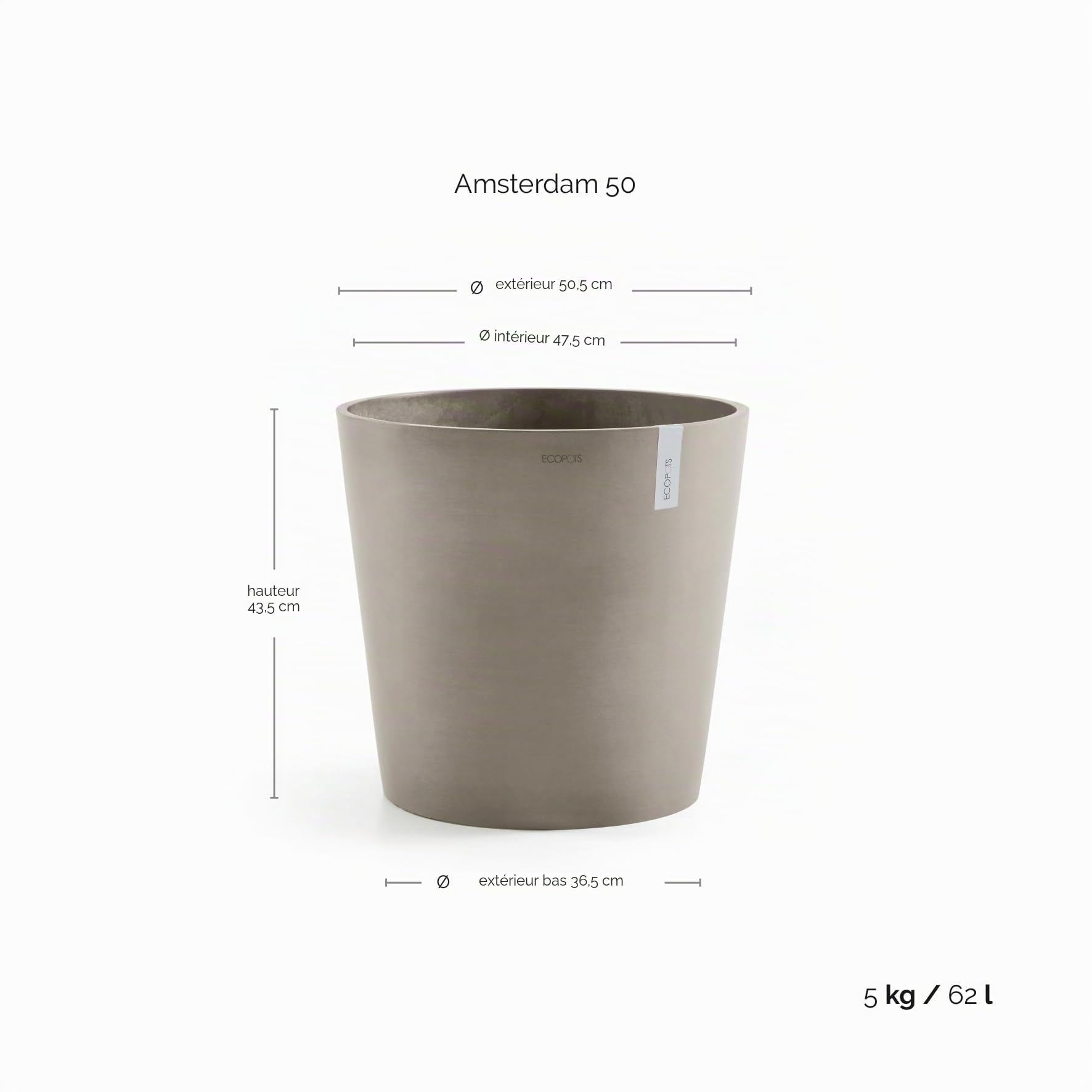 ecopots-amsterdam-pot-rond-taupe-50-x-h-43-8-cm-avec-r-servoir-d-eau image 3