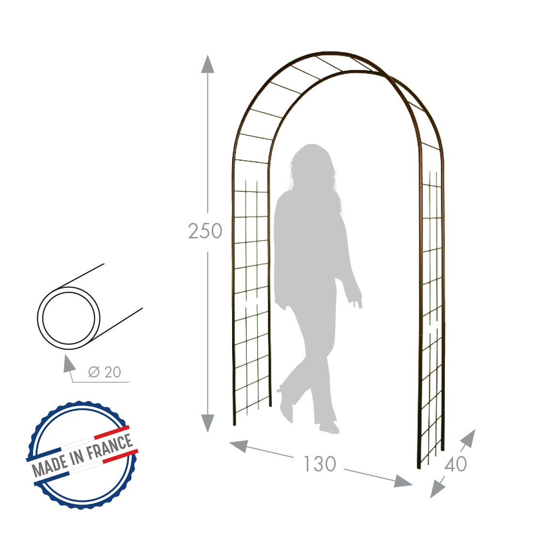 louis-moulin-arche-tube-rond-20-treillage-130x40x250-cm-vert-sapin image 2
