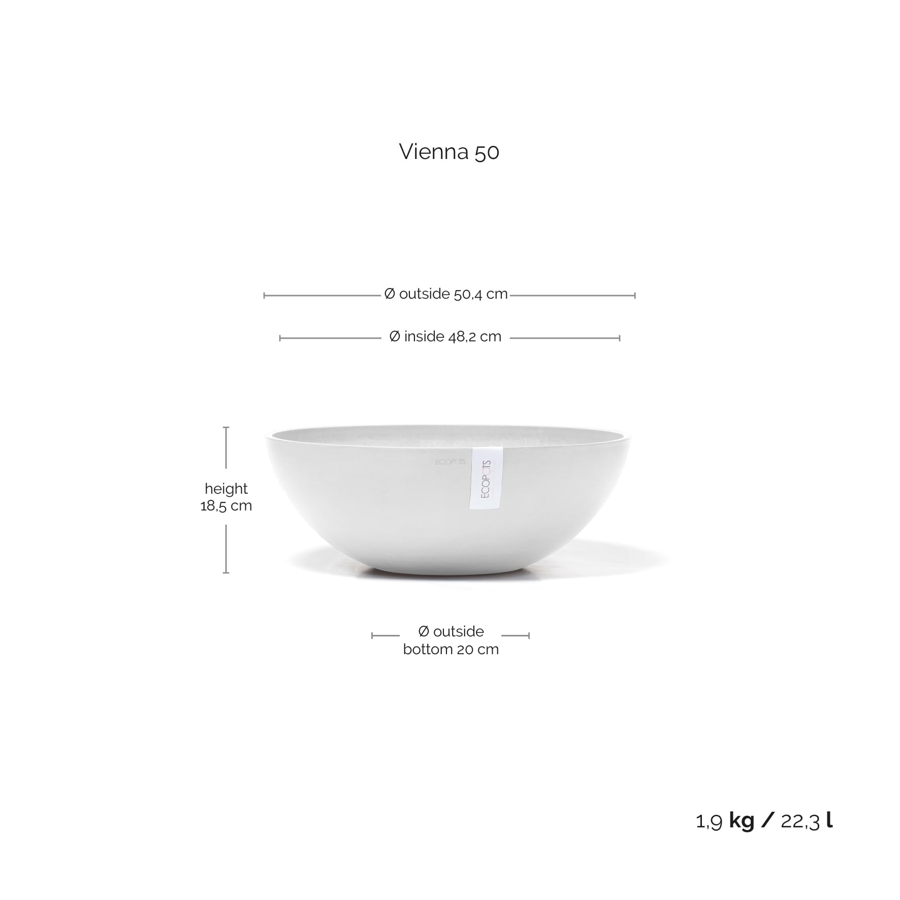 ecopots-vienna-50-pot-rond-extra-large-50-4-x-18-5-cm-int-rieur-ext-rieur image 3
