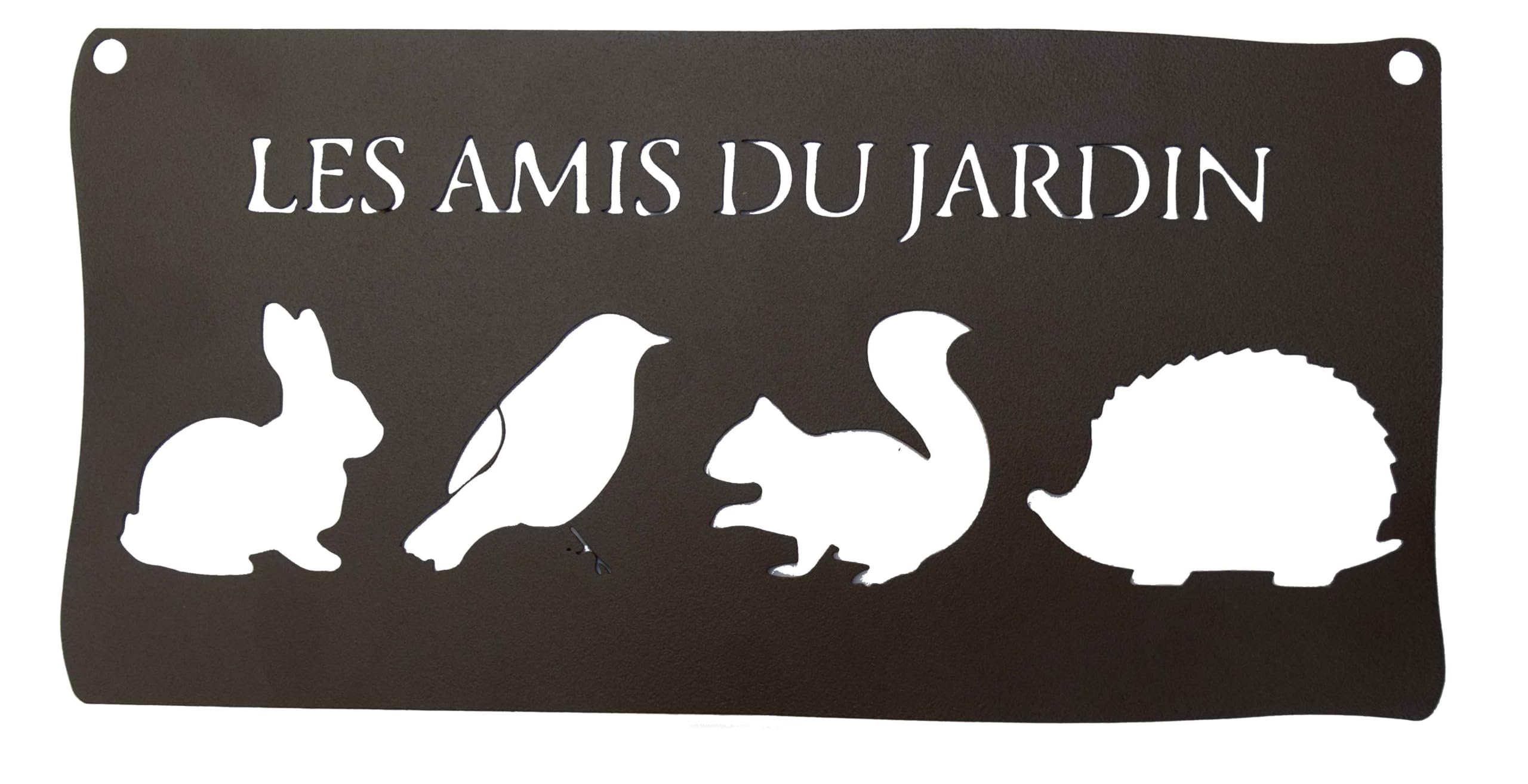 louis-moulin-pancarte-murale-m-tal-les-amis-du-jardin-25-5-x-12-5-cm-fer-vieilli image 1