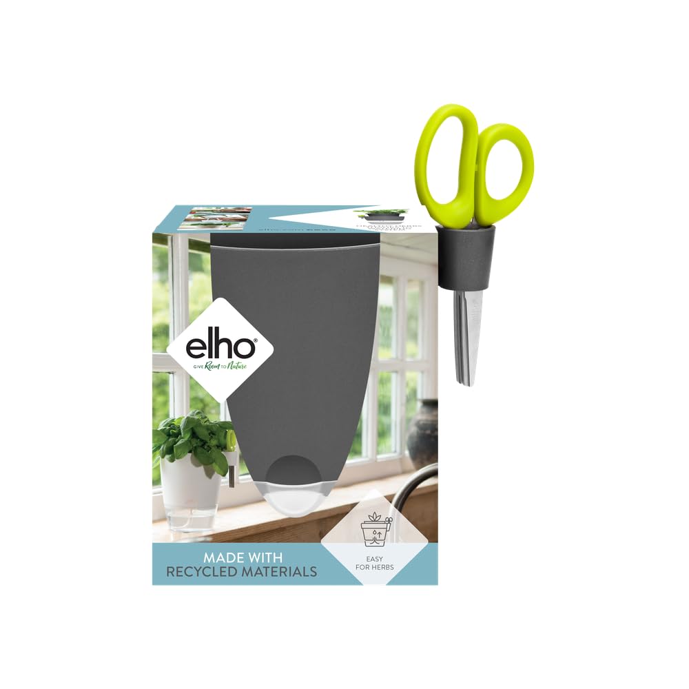 elho-brussels-all-in-1-pot-herbes-13-cm-anthracite-avec-ciseaux image 1