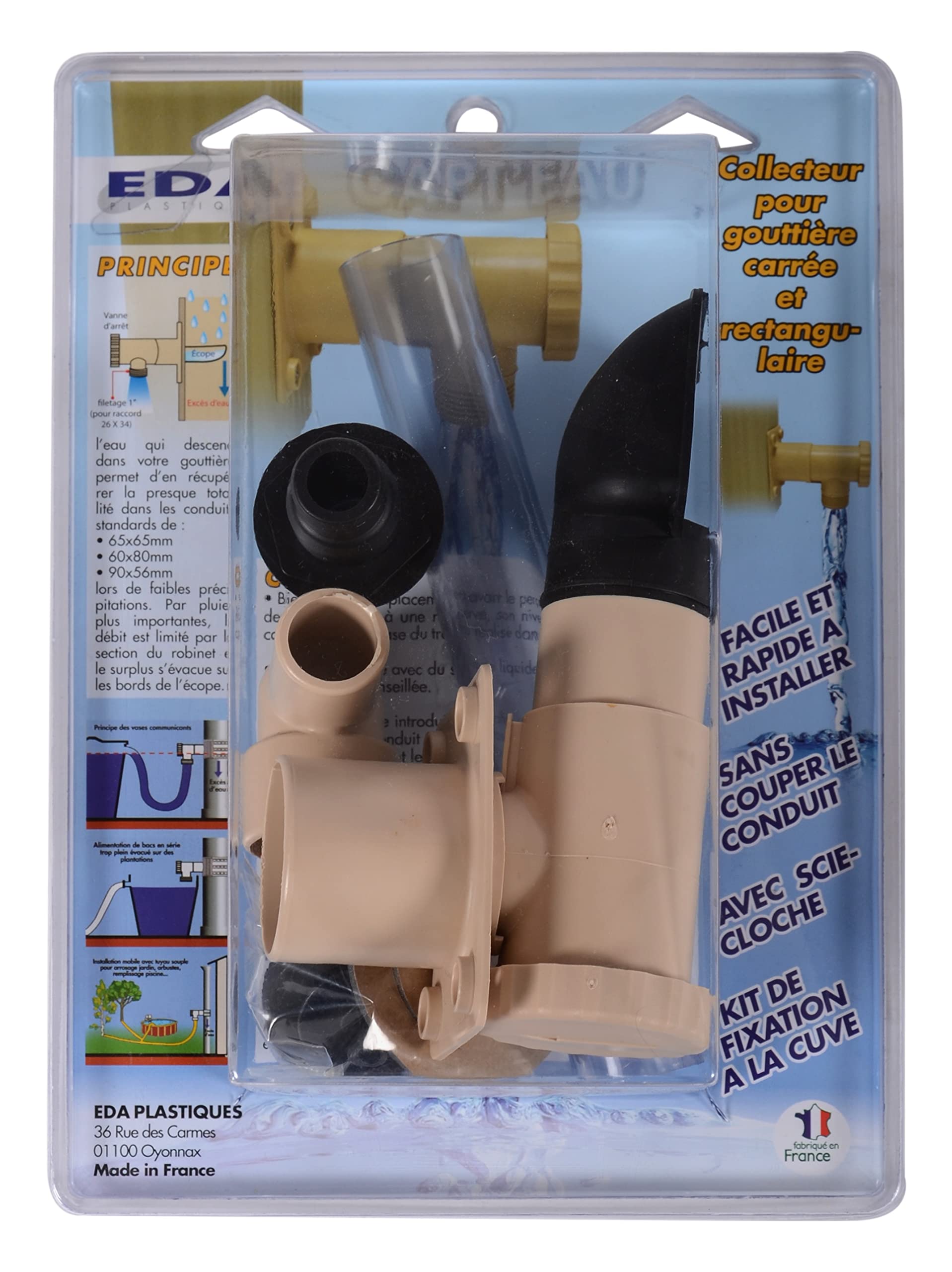 eda-kit-collecteur-carr-capt-eau-pour-goutti-re-beige image 2