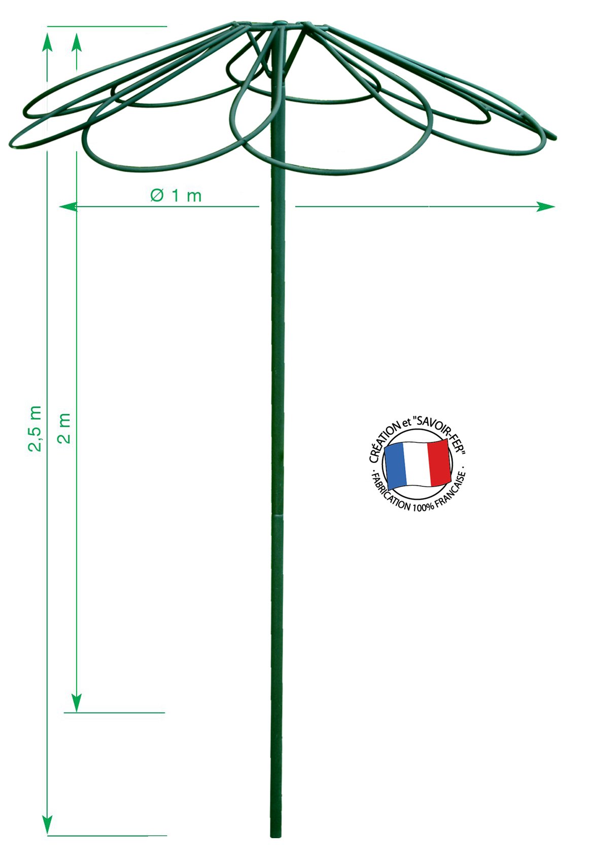 louis-moulin-tuteur-parapluie-3644-9-p-tales-vert-sapin-250-cm image 2