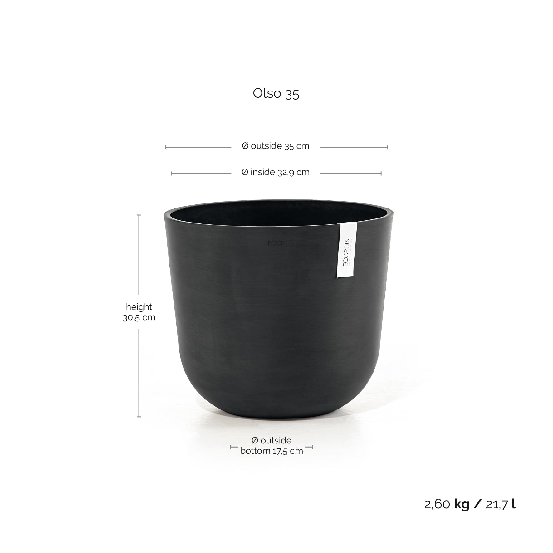 ecopots-pot-rond-oslo-35-gris-fonc-35-x-h-30-5-cm-21-7-l image 3