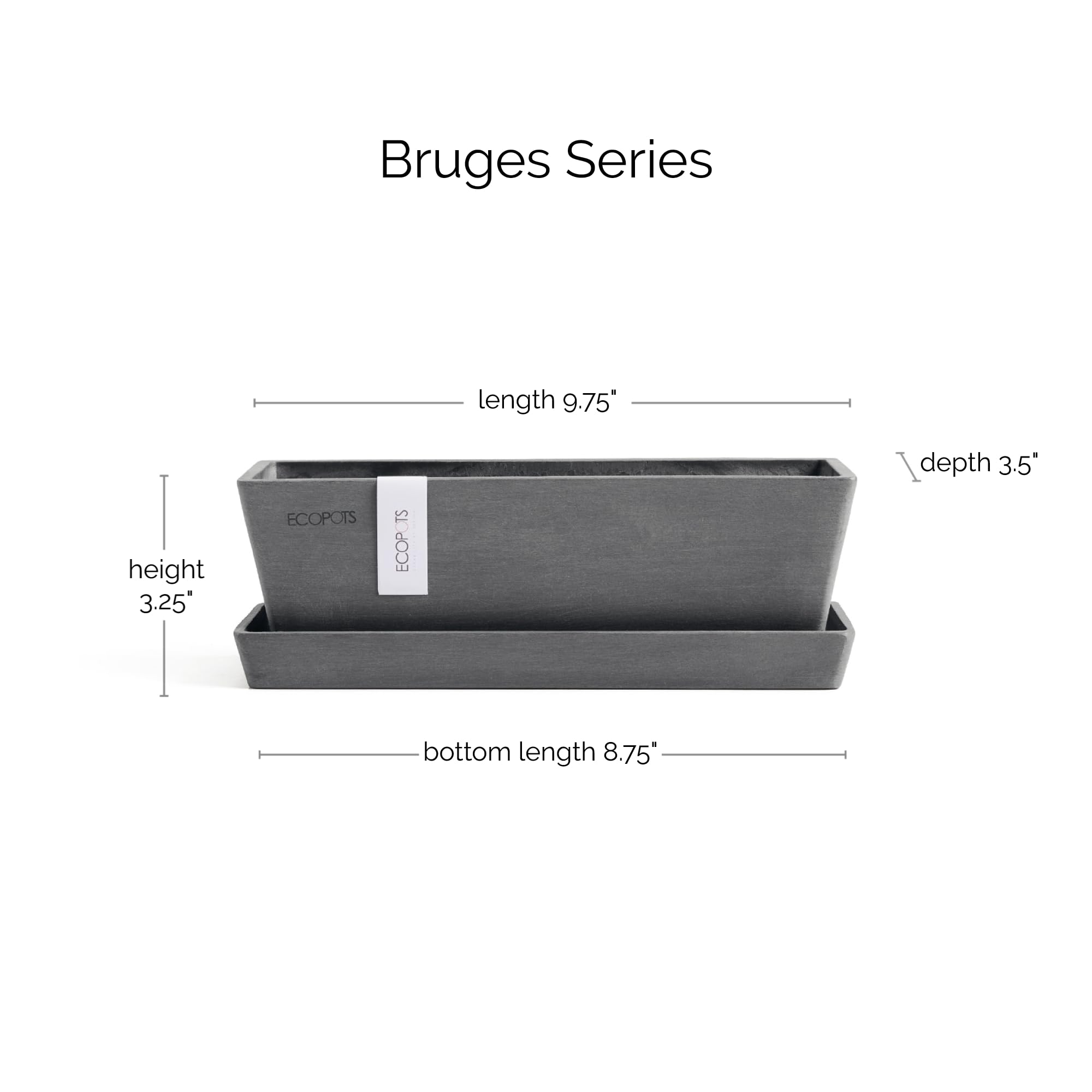 ecopots-bruges-jardini-re-rectangulaire-avec-soucoupe-gris-25-4-cm image 2