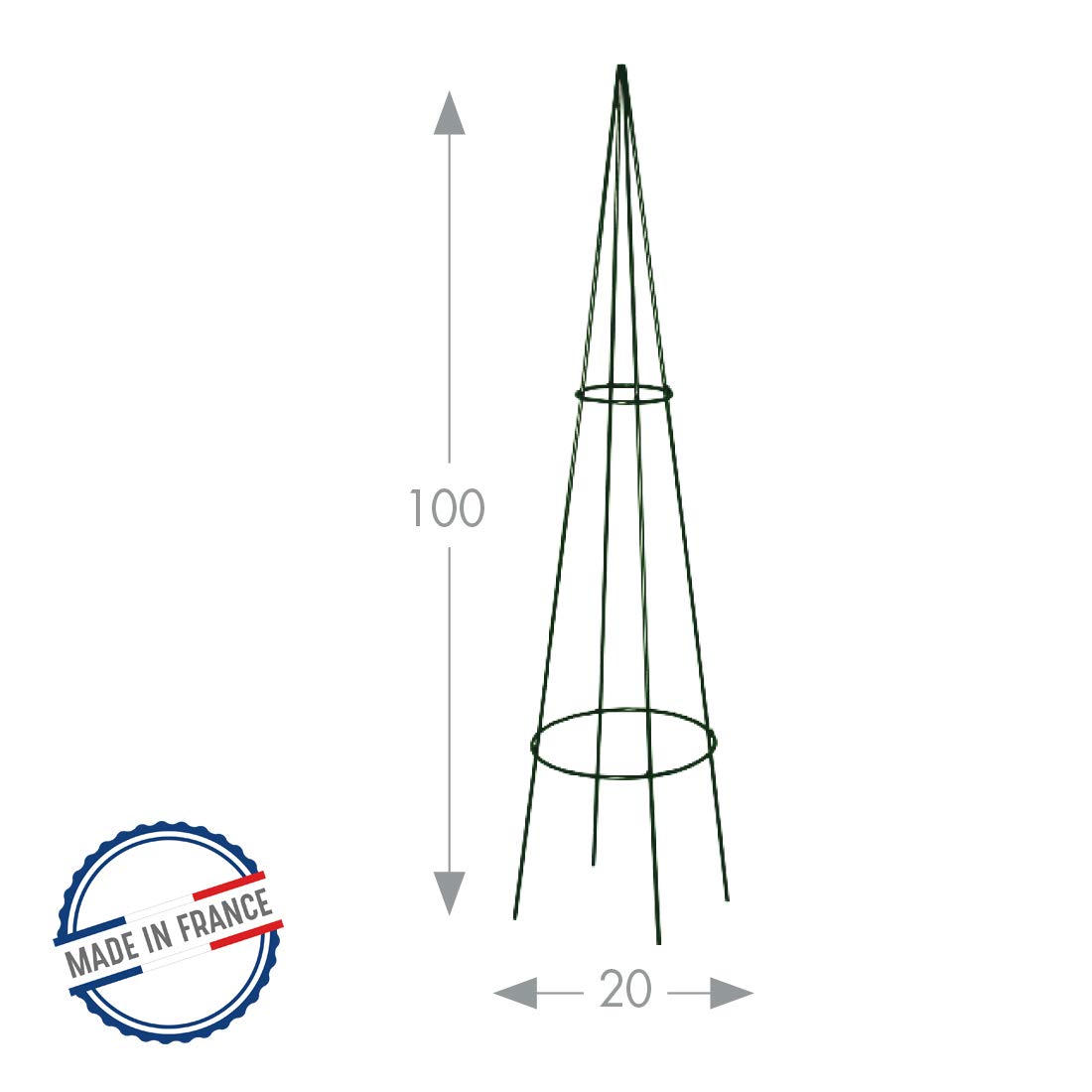 louis-moulin-tipi-classique-20x100-cm-tuteur-fer-vieilli-made-in-france image 2
