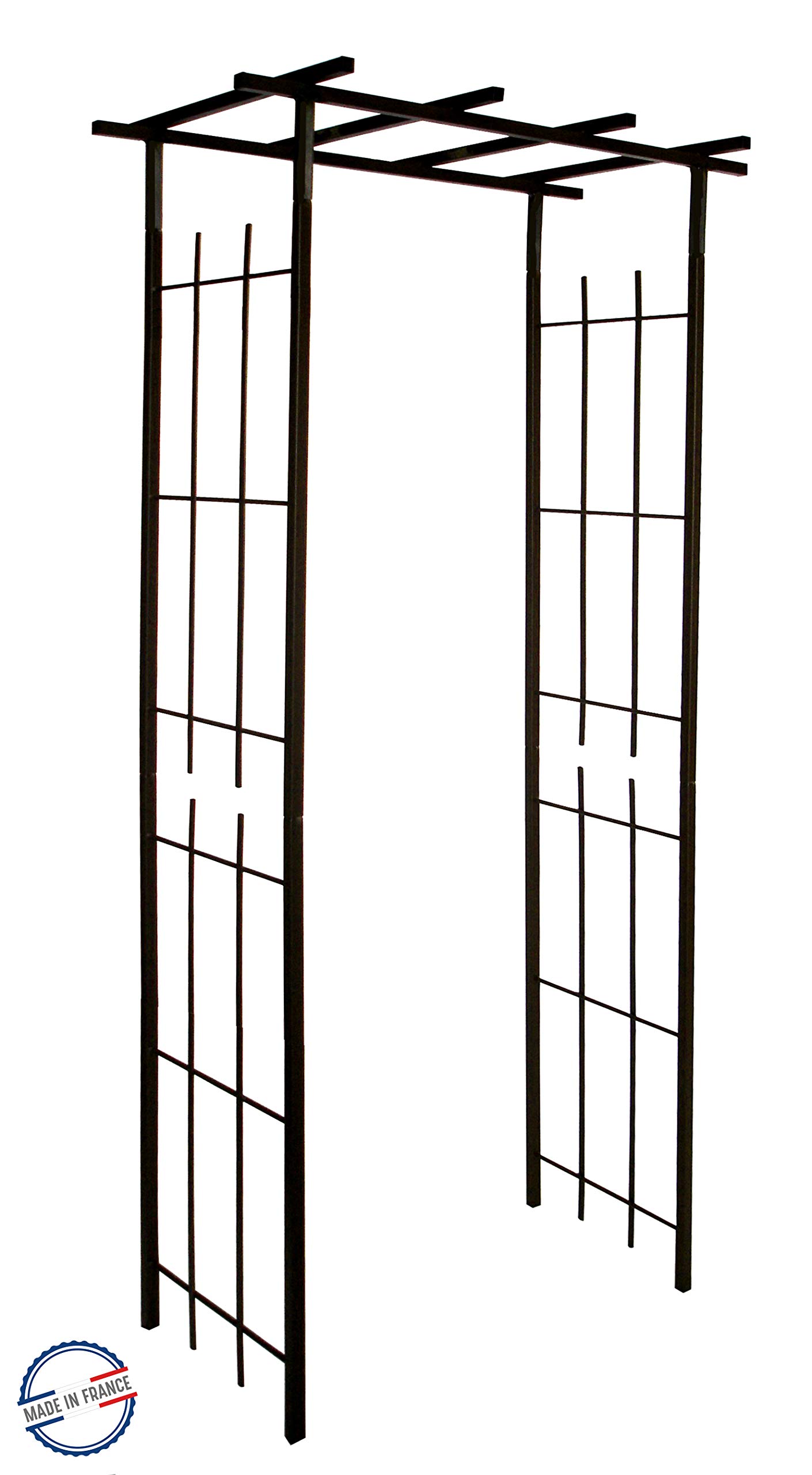 louis-moulin-pergola-troite-tube-carr-plante-grimpante-fer-vieilli-97-x-40-x-198 image 1