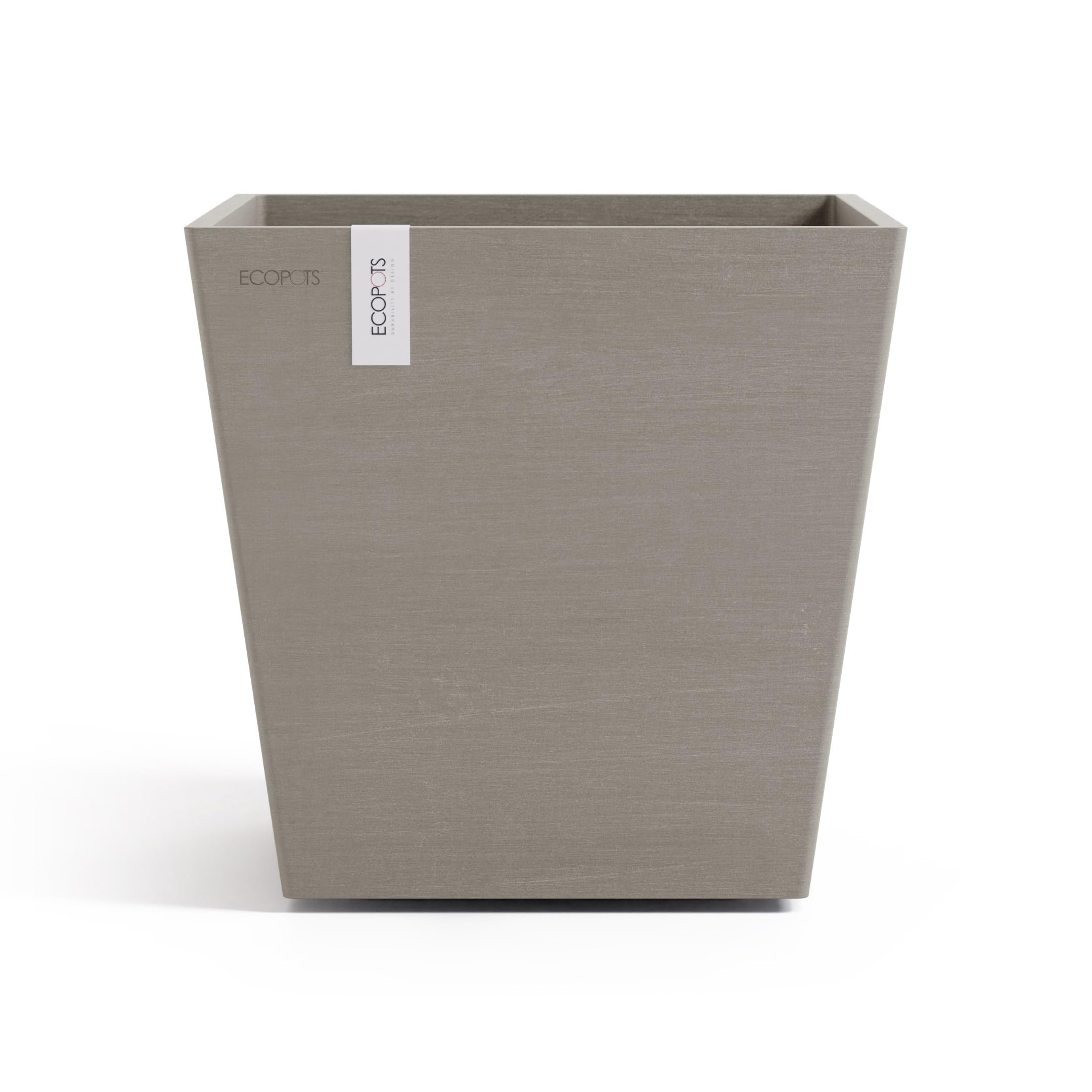 ecopots-rotterdam-25-pot-carr-taupe-avec-r-servoir-d-eau-25-2-x-25-2-x-h-24-5-cm image 1