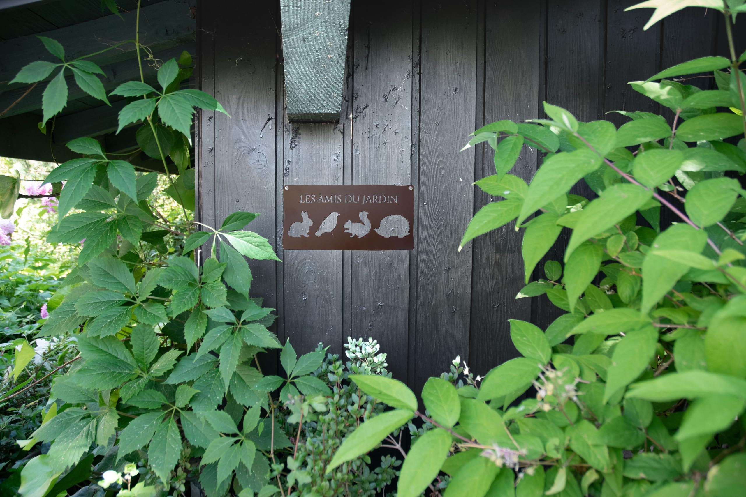louis-moulin-pancarte-murale-m-tal-les-amis-du-jardin-25-5-x-12-5-cm-fer-vieilli image 3