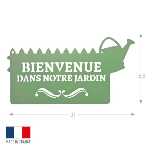 louis-moulin-pancarte-murale-m-tal-bienvenue-dans-notre-jardin-31-x-16-5-cm-vert image 5