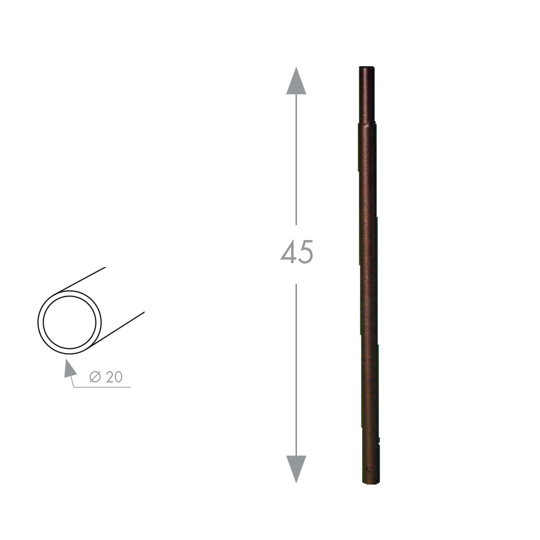 louis-moulin-pack-4-tubes-pieds-enfoncer-45-cm-fer-vieilli-tube-20-mm image 2
