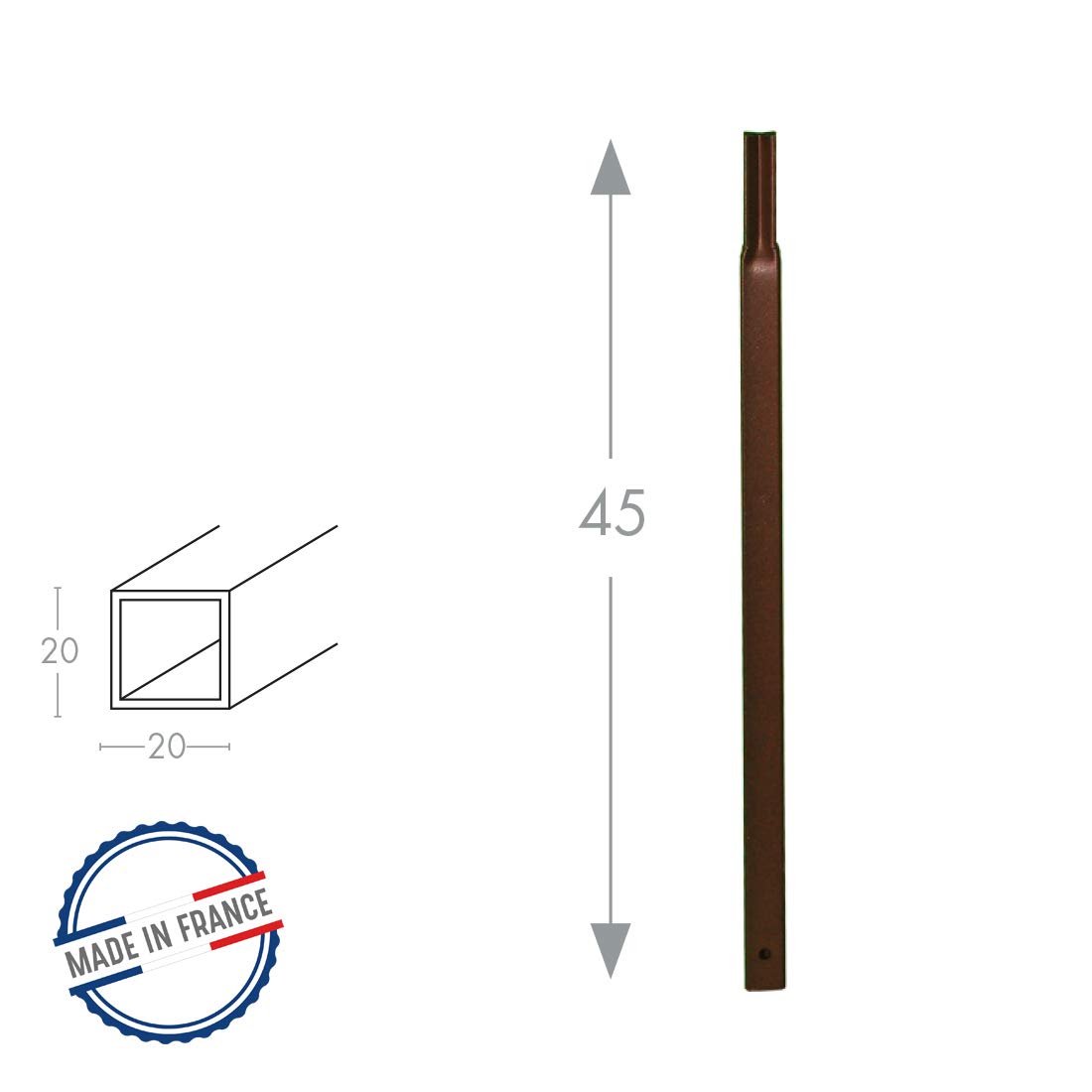 louis-moulin-pack-4-tubes-carr-20-enfoncer-45-cm-fer-vieilli image 2