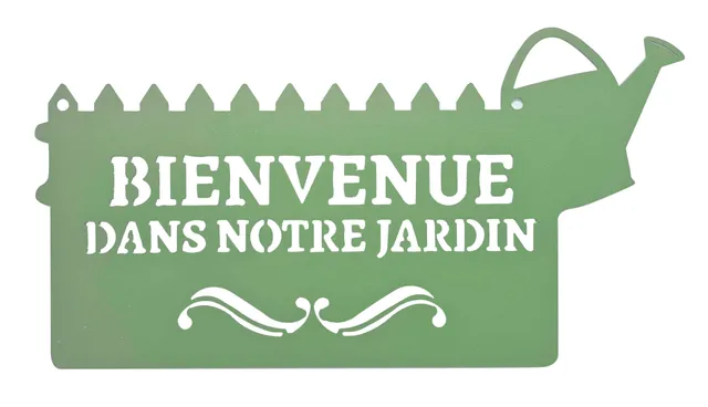 louis-moulin-pancarte-murale-m-tal-bienvenue-dans-notre-jardin-31-x-16-5-cm-vert image 1