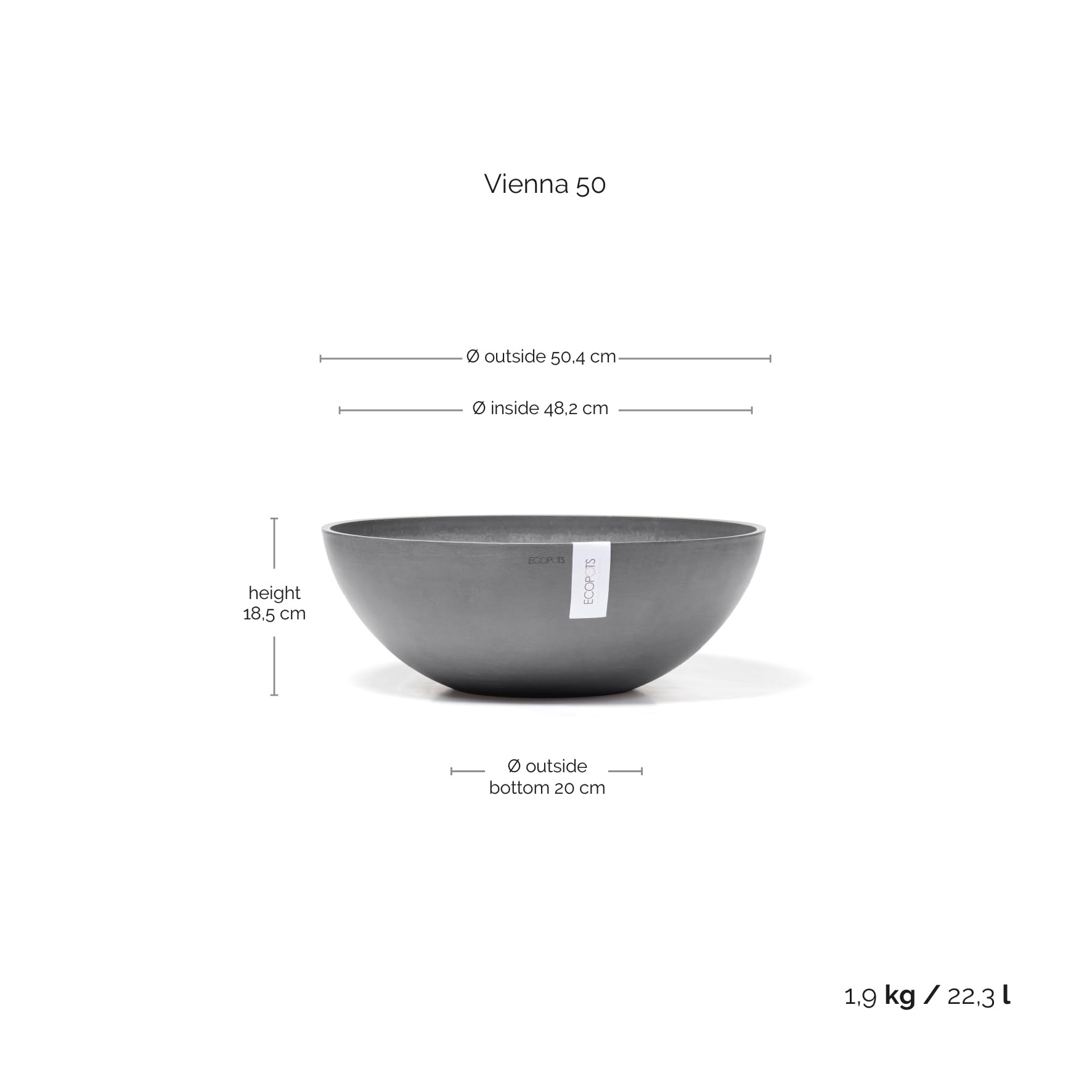 ecopots-vienna-pot-rond-gris-50-x-h-18-cm-22-3-l image 3