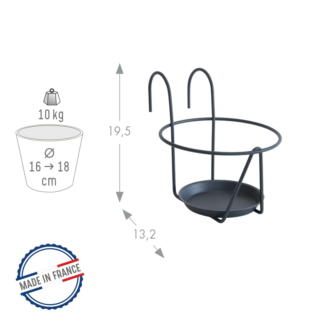 louis-moulin-porte-pots-soucoupe-crochet-16-18-cm-anthracite image 4