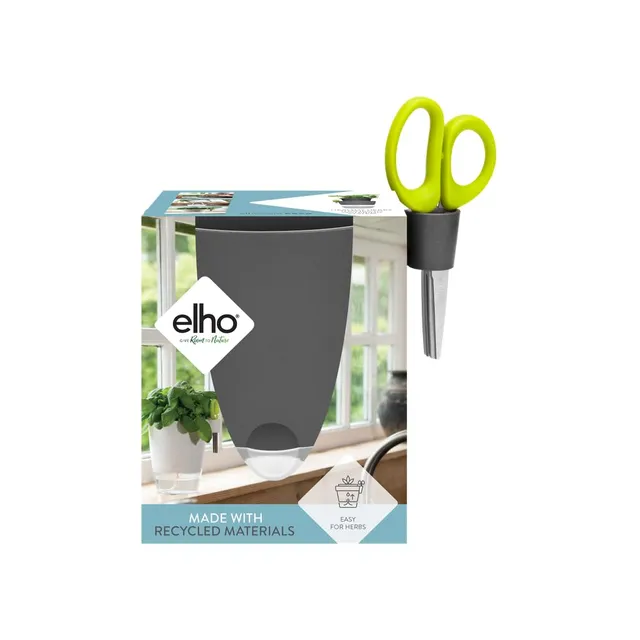 elho-brussels-all-in-1-pot-herbes-13-cm-anthracite-avec-ciseaux image 1