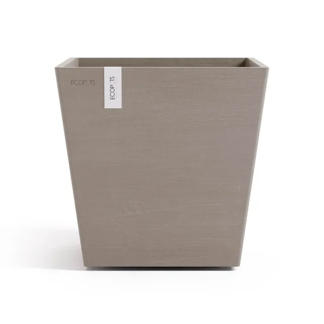 ecopots-rotterdam-25-pot-carr-taupe-avec-r-servoir-d-eau-25-2-x-25-2-x-h-24-5-cm image 1