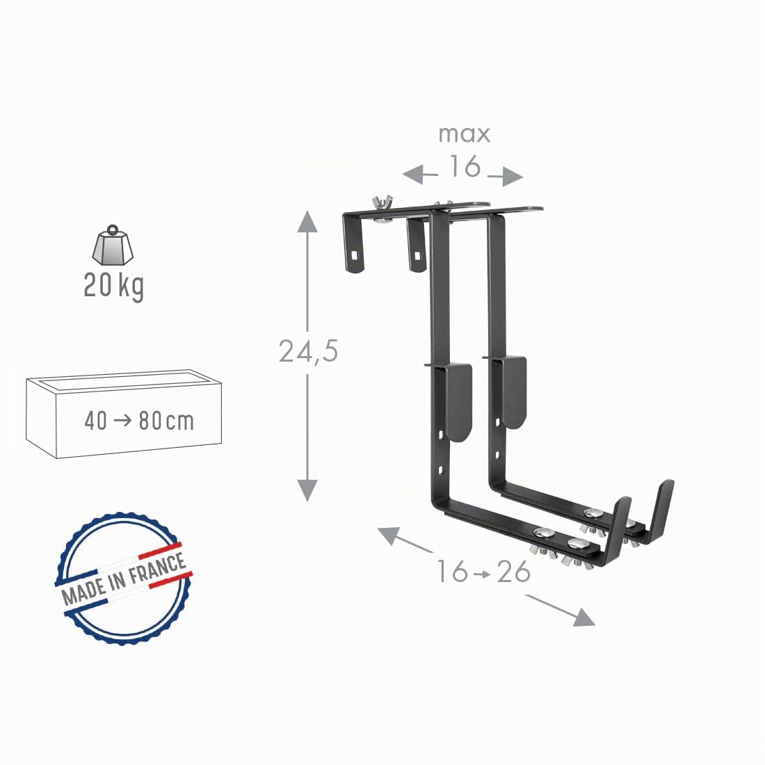 louis-moulin-lot-supports-jardini-res-fer-plat-ergonomique-16-26-cm-anthracite image 2