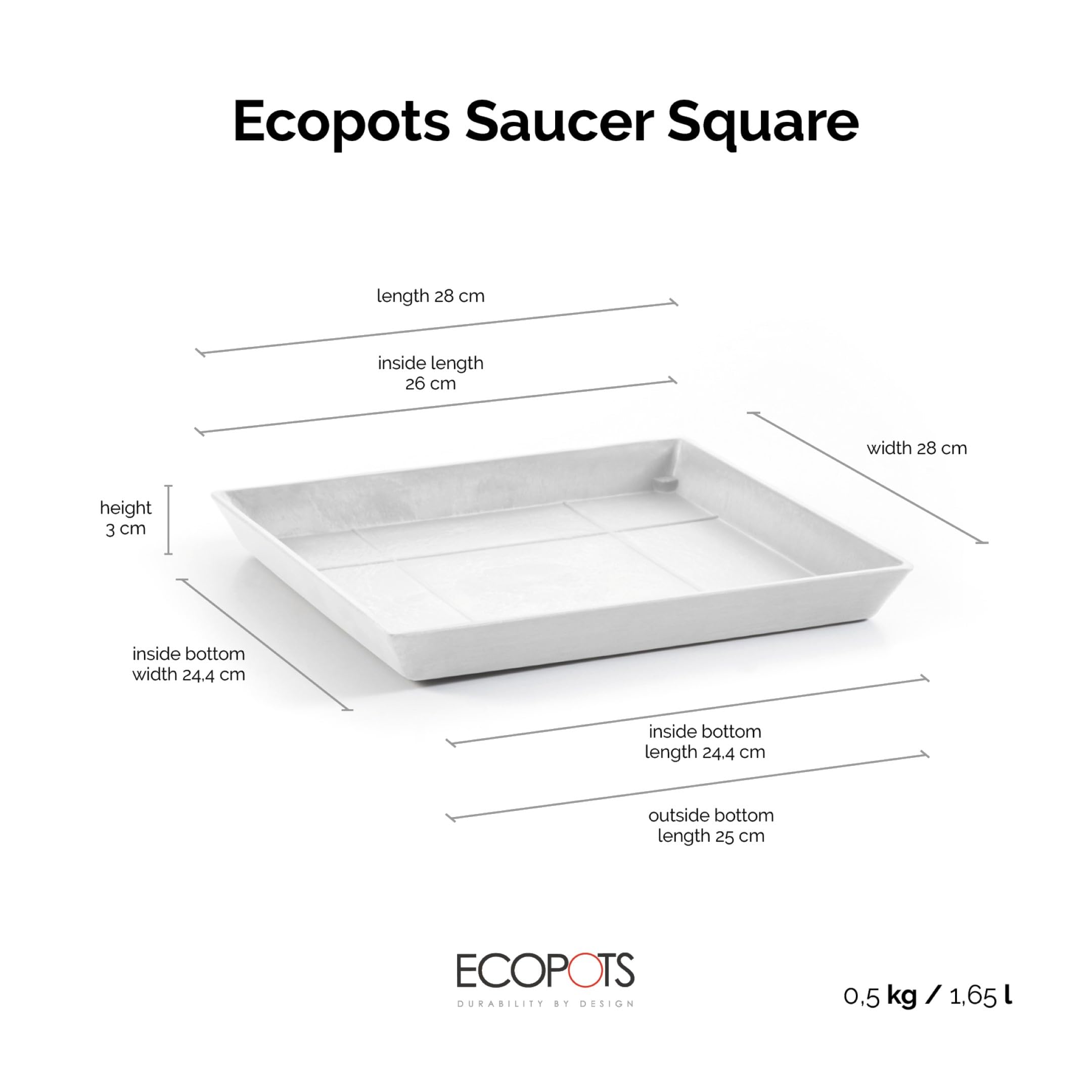 ecopots-square-30-soucoupe-carr-e-blanc-pur image 2
