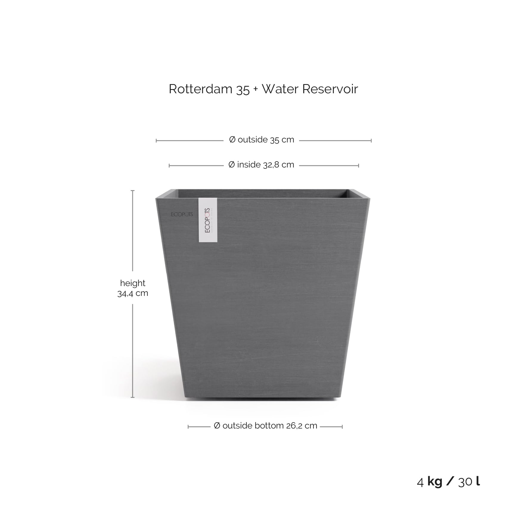 ecopots-pot-carr-rotterdam-35-gris-r-servoir-d-eau-35-2-x-35-2-x-h-34-cm-30-l image 5