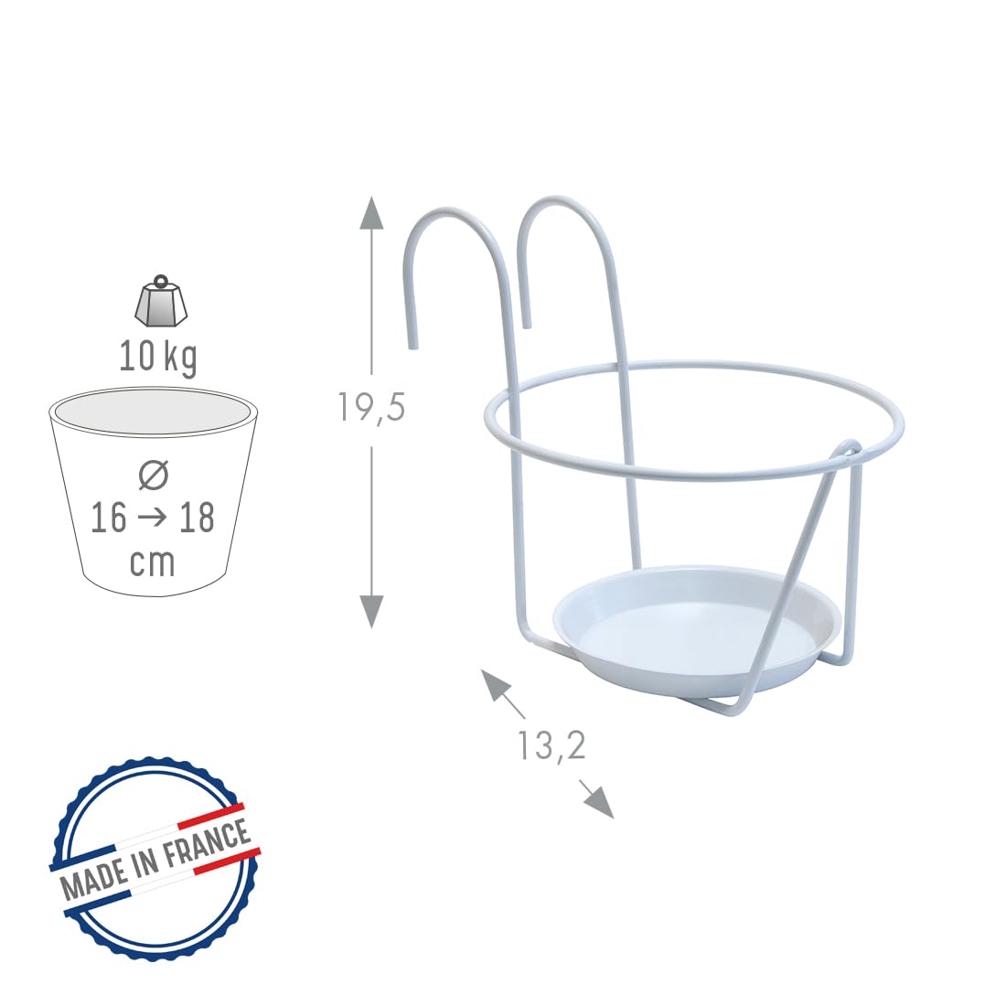 louis-moulin-porte-pot-soucoupe-crochet-16-18-cm-blanc image 2
