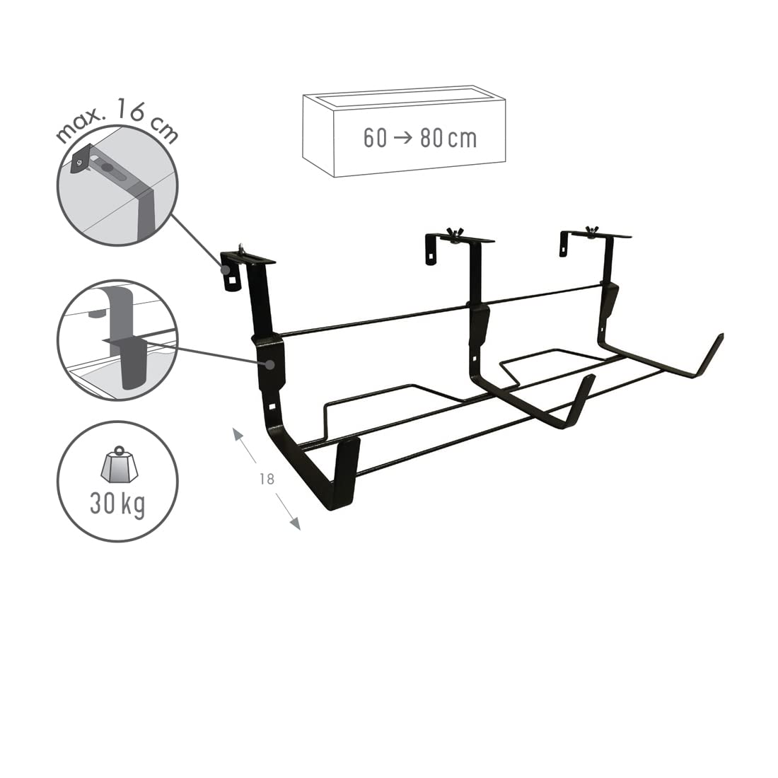 louis-moulin-support-jardini-re-fer-plat-fixations-r-glables-60x18-cm-anthracite image 2