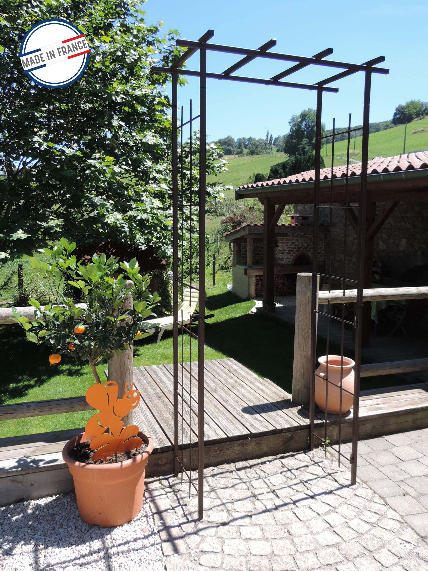 louis-moulin-pergola-troite-tube-carr-plante-grimpante-fer-vieilli-97-x-40-x-198 image 3
