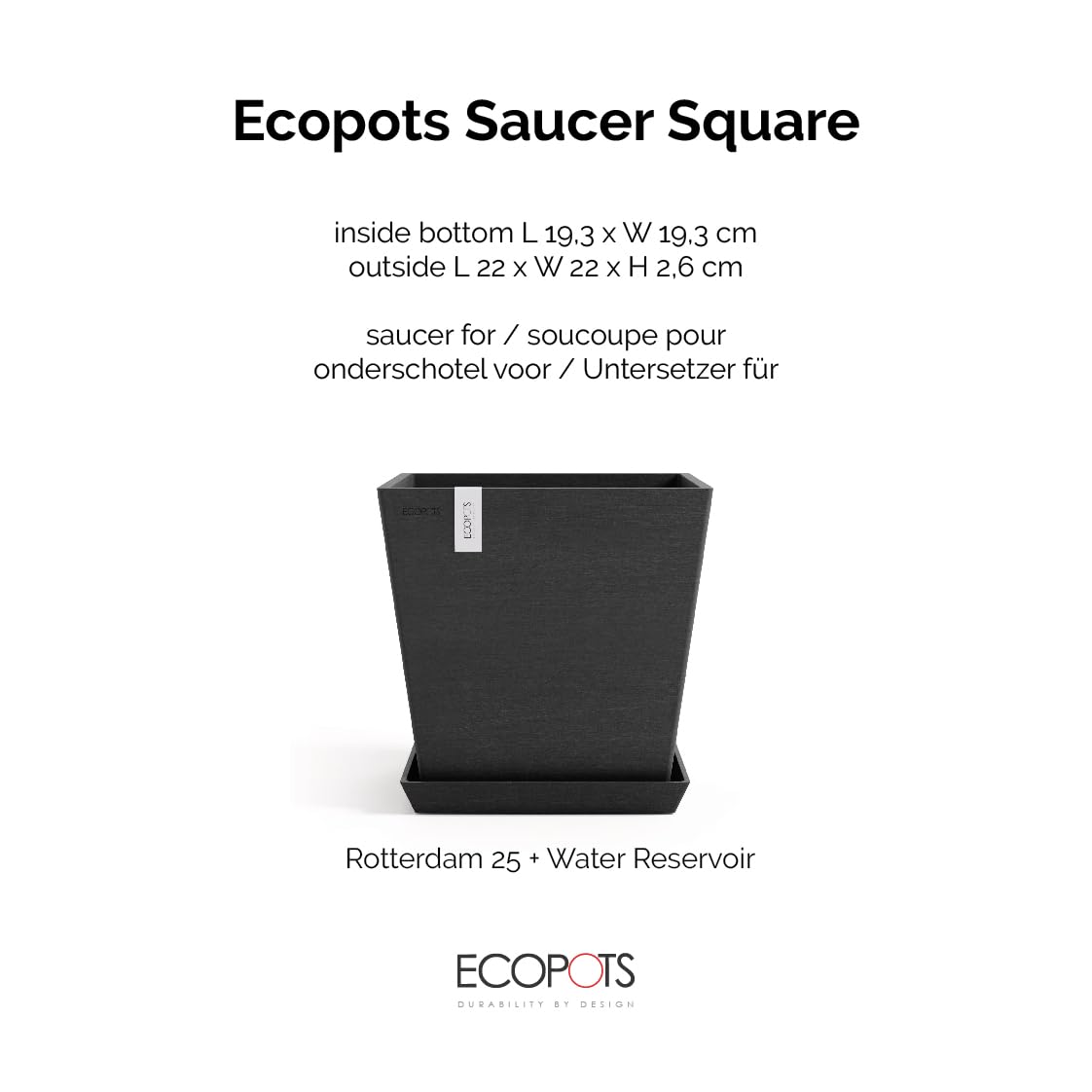ecopots-square-soucoupe-25-gris-fonc-22-x-22-x-h-2-6-cm image 2