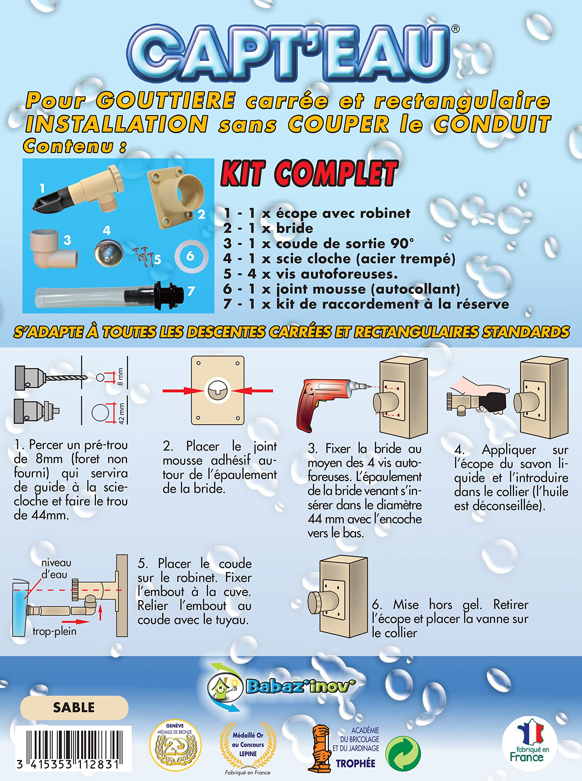 eda-kit-collecteur-carr-capt-eau-pour-goutti-re-beige image 4