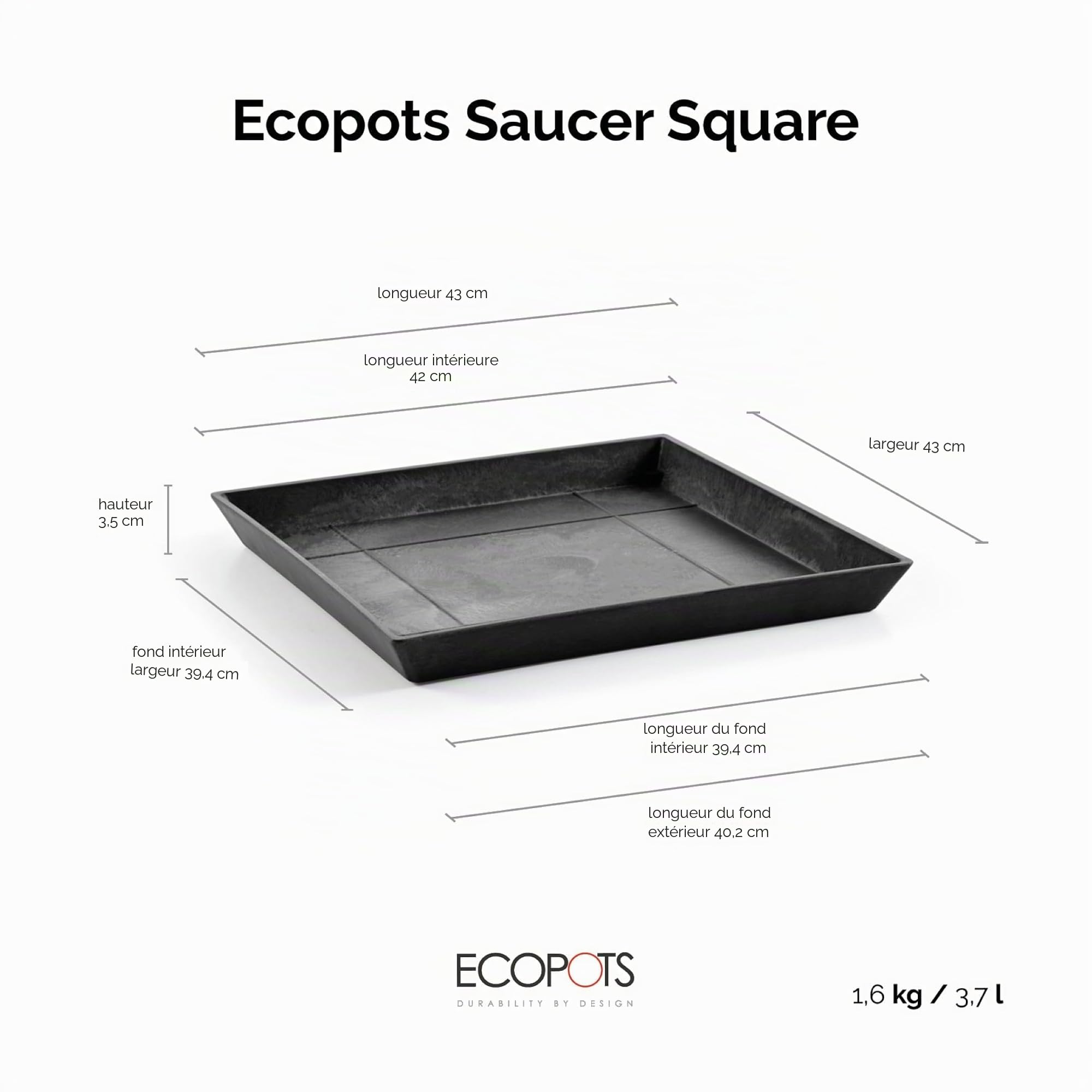ecopots-rotterdam-soucoupe-carr-e-43-cm-anthracite image 2