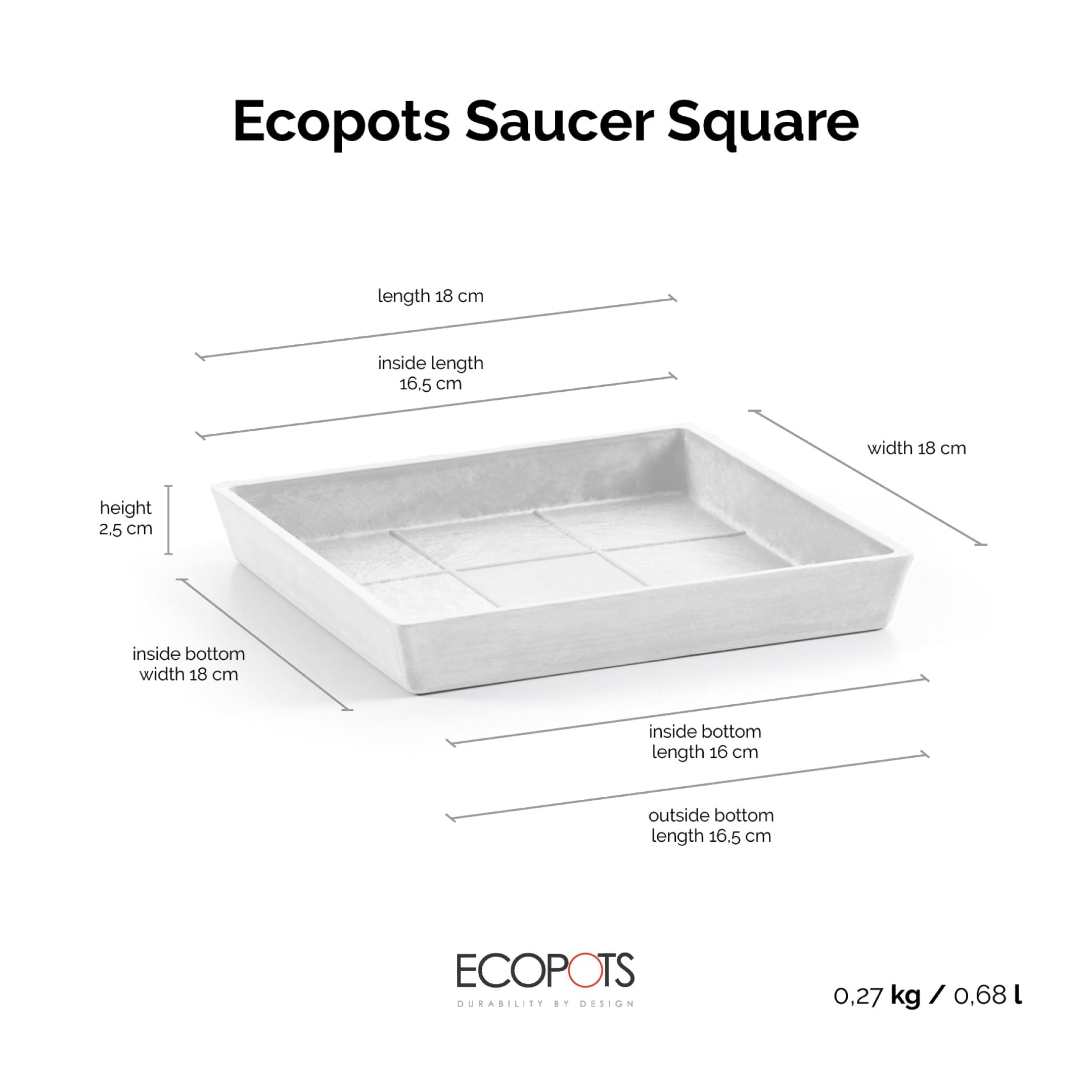 ecopots-soucoupe-square-20-blanc-pur-18-x-18-x-h-2-5-cm image 2