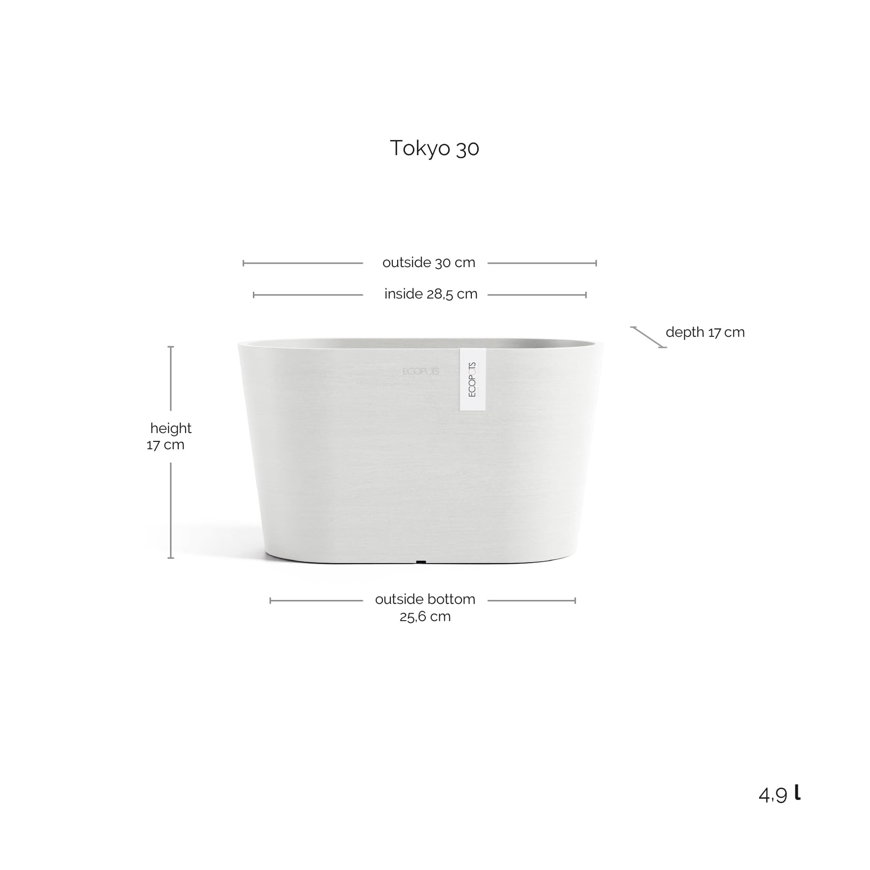 ecopots-tokyo-30-pot-ovale-r-serve-d-eau-pure-white image 2