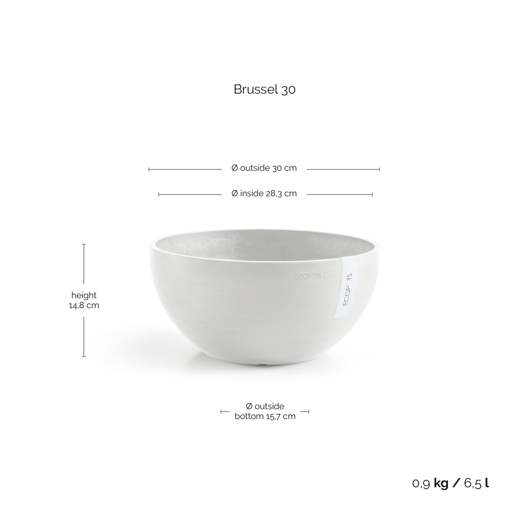 ecopots-brussels-30-pot-rond-blanc-pur-30-x-h-14-cm-6-5-l image 5
