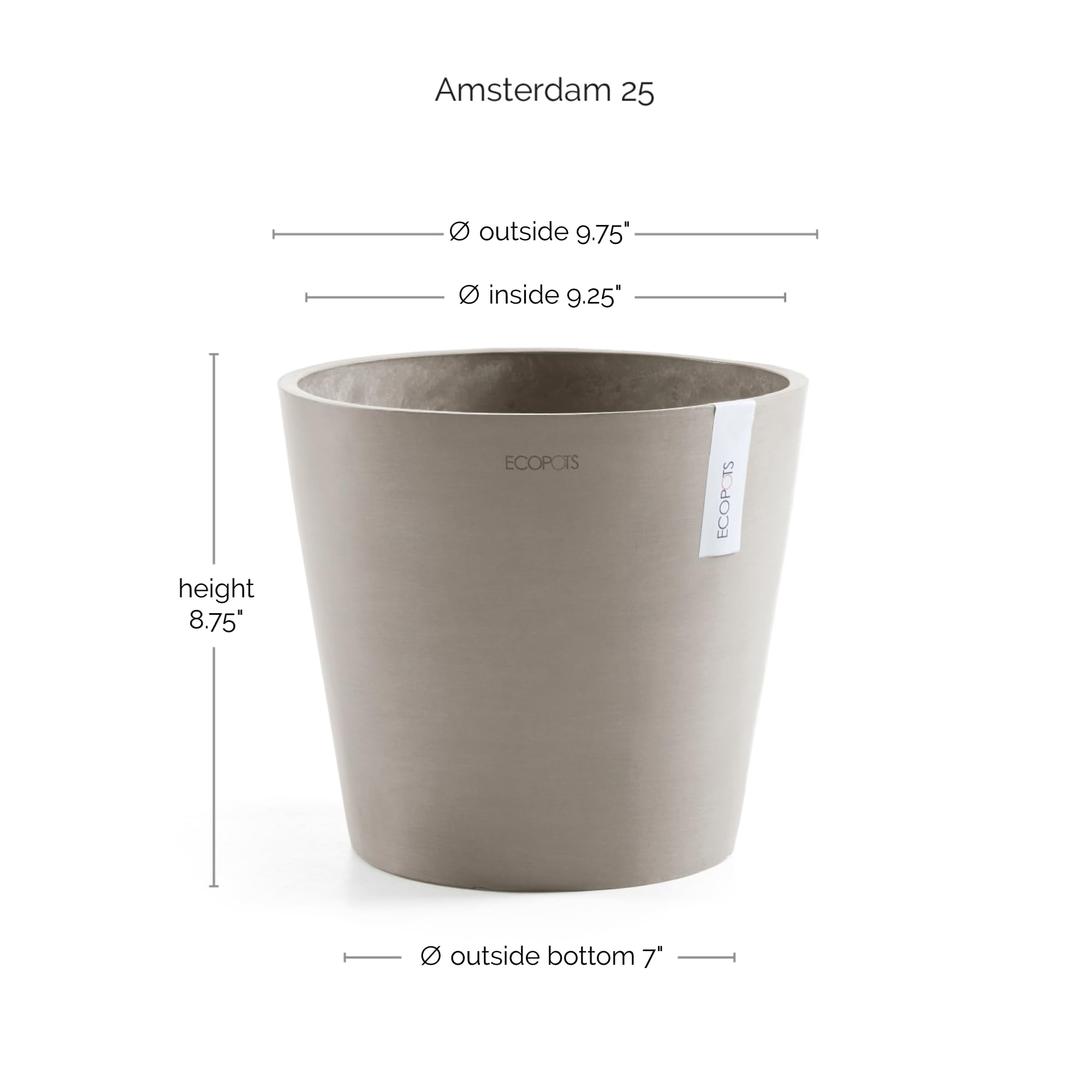 ecopots-amsterdam-25-pot-rond-9-7-l-taupe image 2