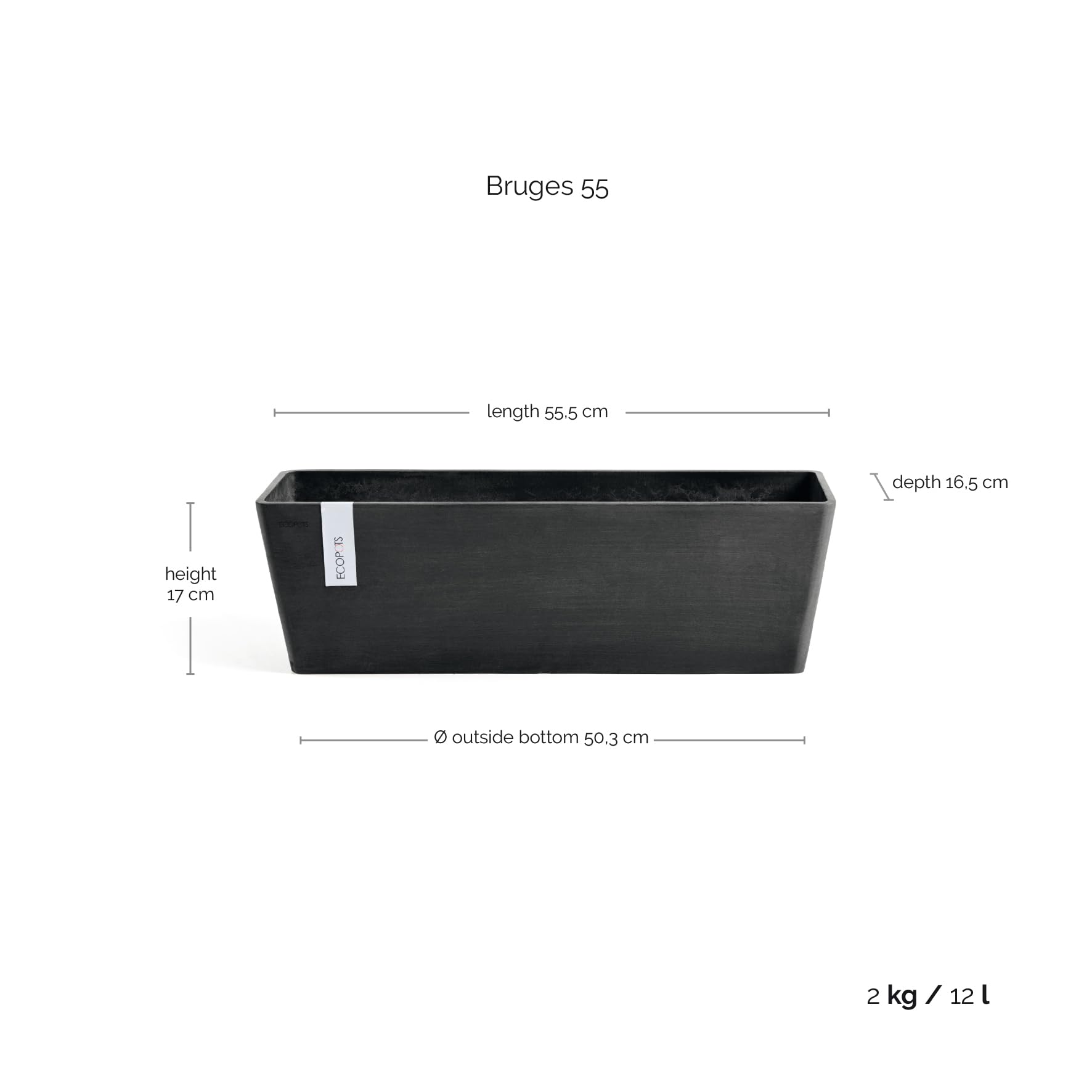 ecopots-bruges-jardini-re-rectangulaire-55-cm-gris-fonc-55-x-17-x-h-17-cm-12-l image 3