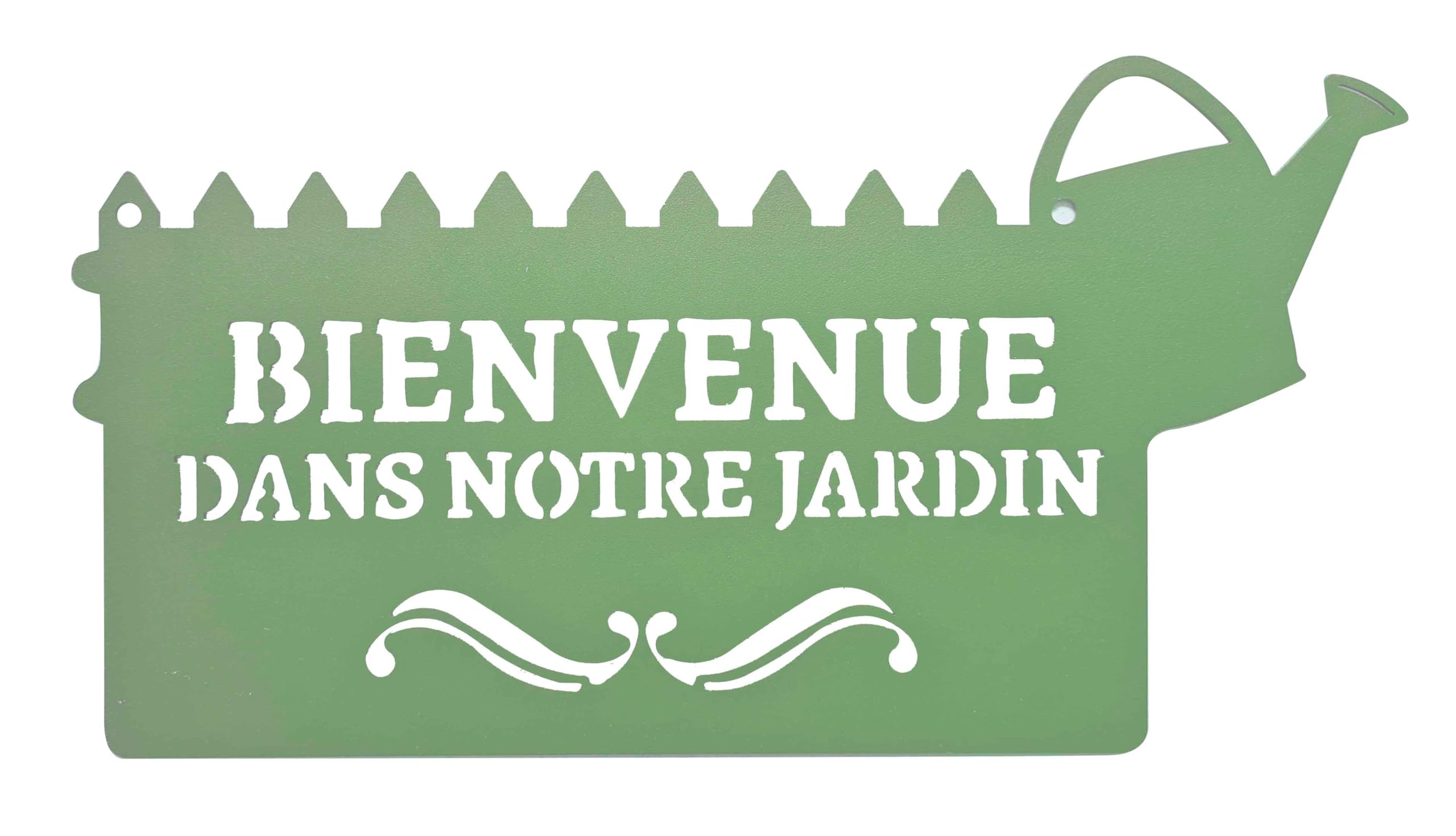 louis-moulin-pancarte-murale-m-tal-bienvenue-dans-notre-jardin-31-x-16-5-cm-vert image 1